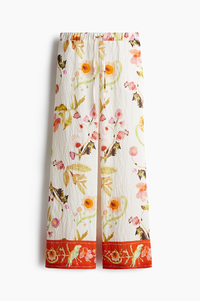 Pantalón amplio con cordón de ajuste - Blanco/Estampado - 1