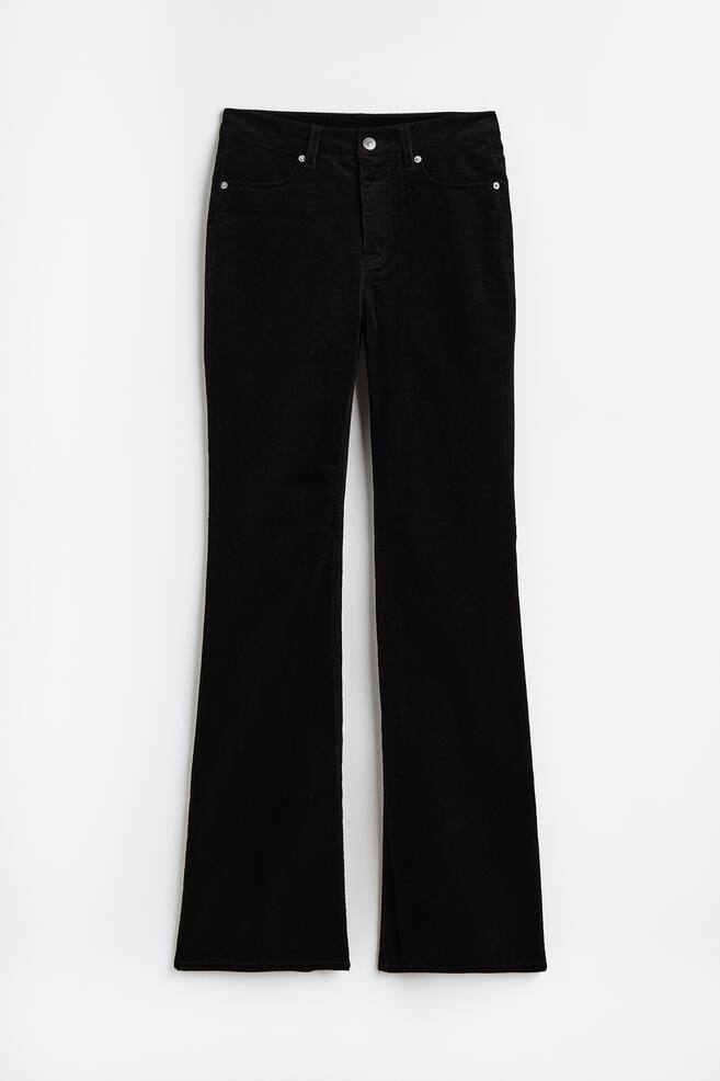Flared corduroy trousers - Black/Beige/Pink