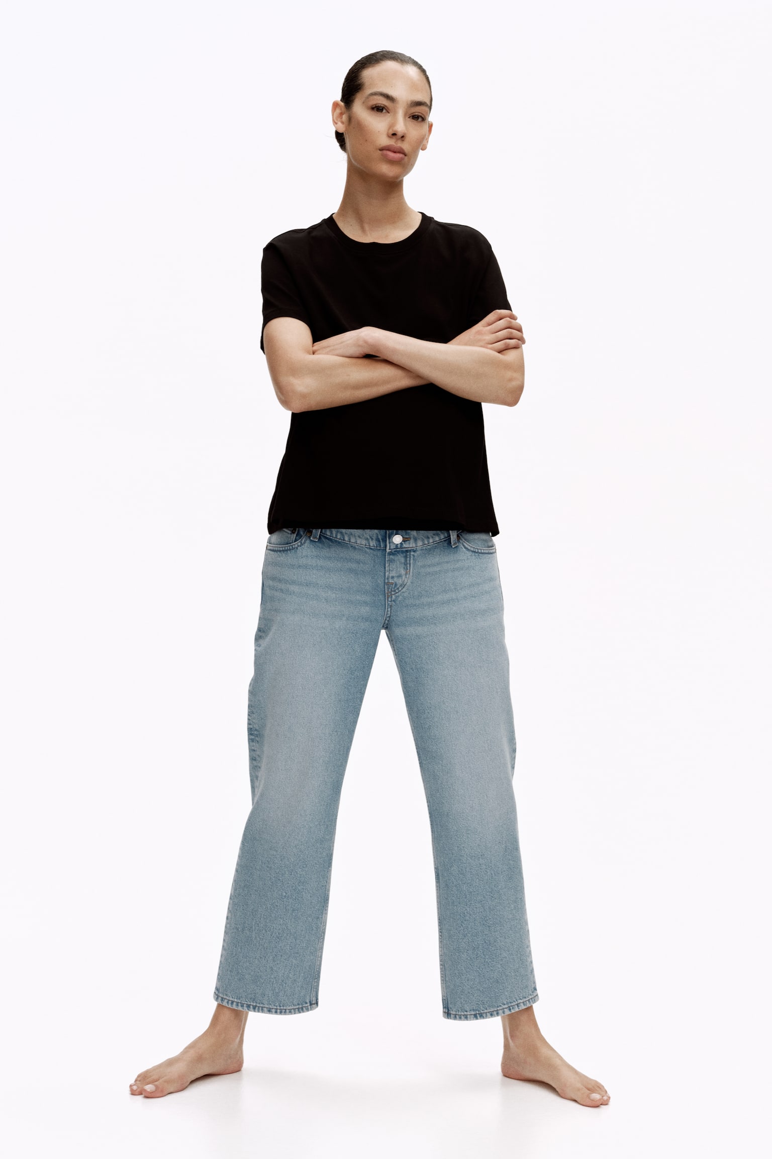 MAMA Straight Ankle Jeans - Lys denimblå/Sort/Denimblå - 1