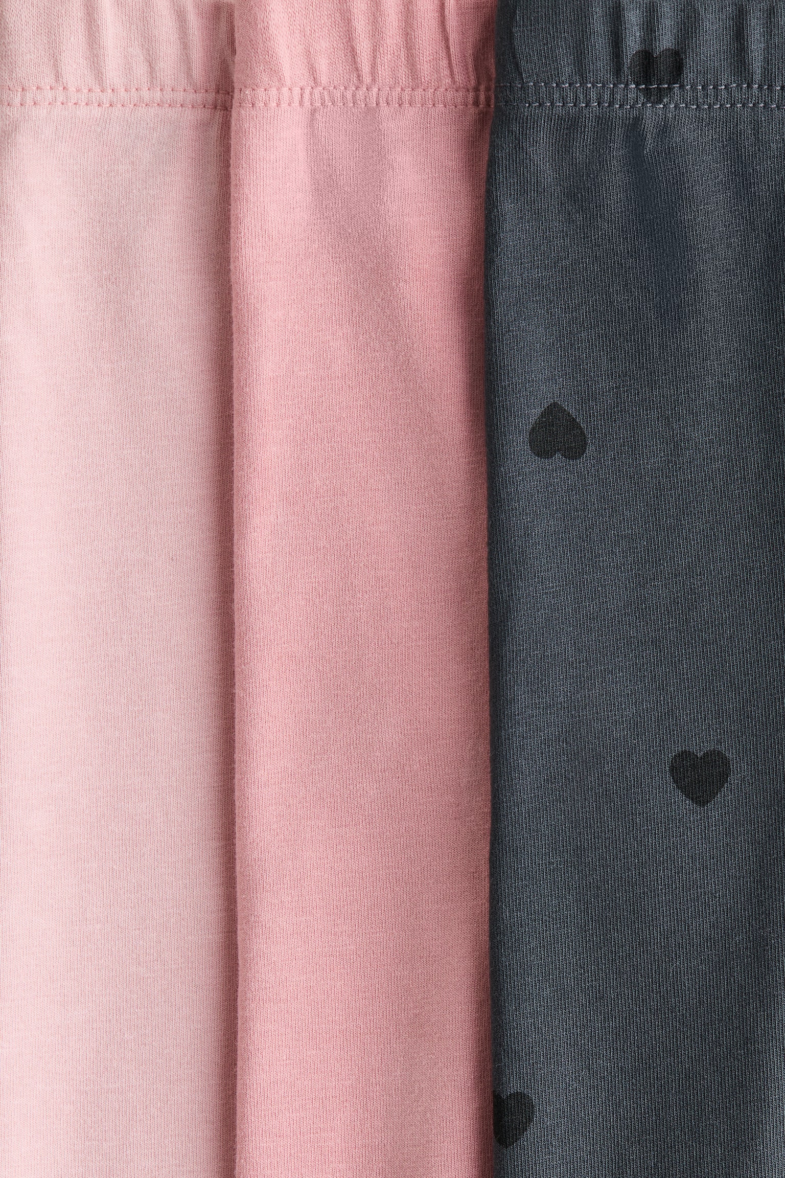 Pack de 3 leggings en punto de algodón - Rosa/Corazones - 2