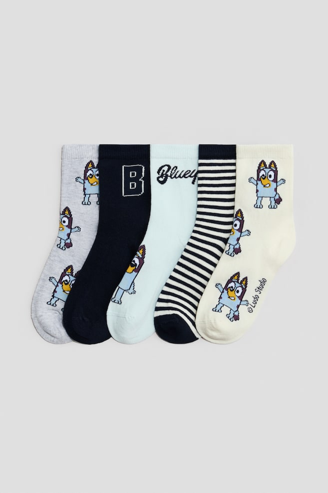 5-pack patterned socks - Light blue/Bluey/Dark blue/Sonic the Hedgehog/Green/Minecraft/Brown/Jurassic World/Red/Cars/White/Marvel Comics/Light blue/Snoopy/Khaki green/Jurassic World/Navy blue/Mickey Mouse/Mint green/Toy Story/Blue/Cars/Blue/Spider-Man/Blue/Sonic the Hedgehog - 1