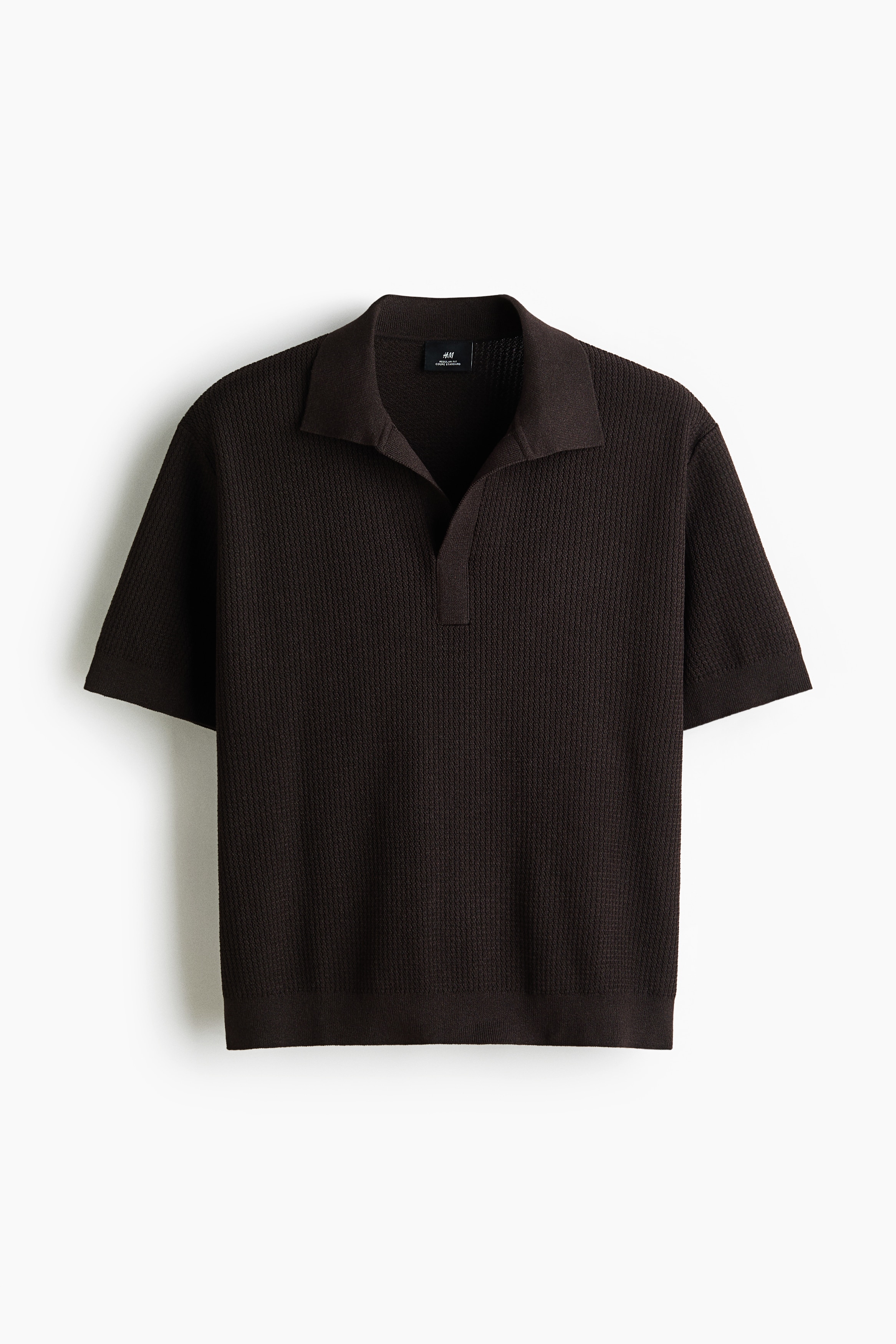 Regular Fit Knitted polo shirt - Dark brown/Dark beige/Cream