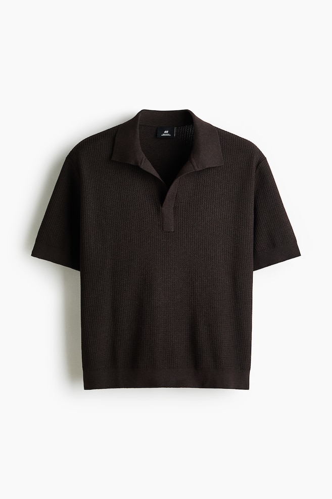 Regular Fit Knitted polo shirt - Dark brown - 1
