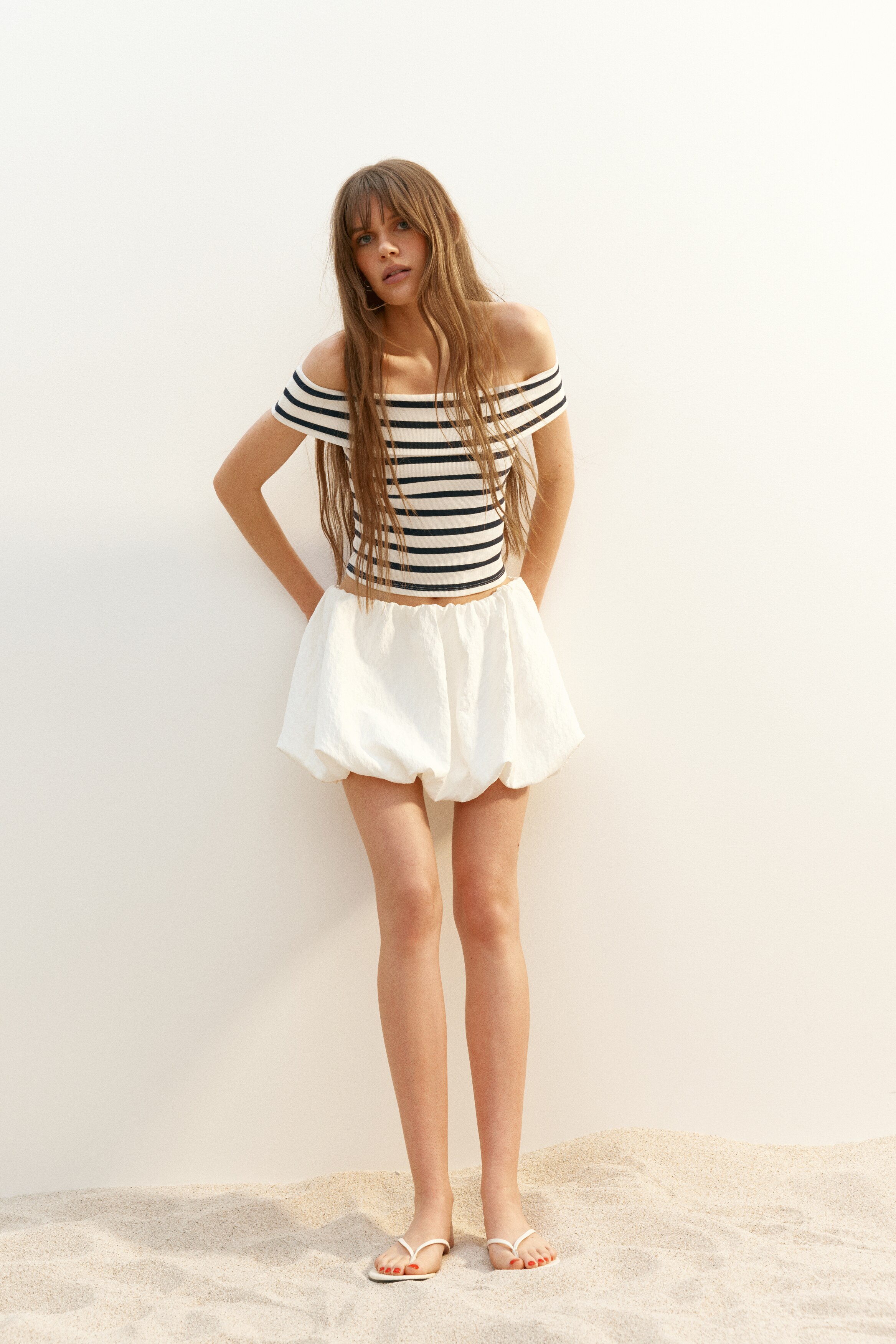 Ribbed off-the-shoulder top