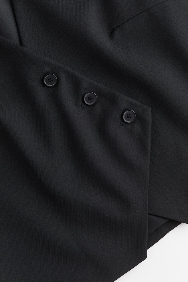 Asymmetric-front suit waistcoat - Black/Black/Pinstriped - 5