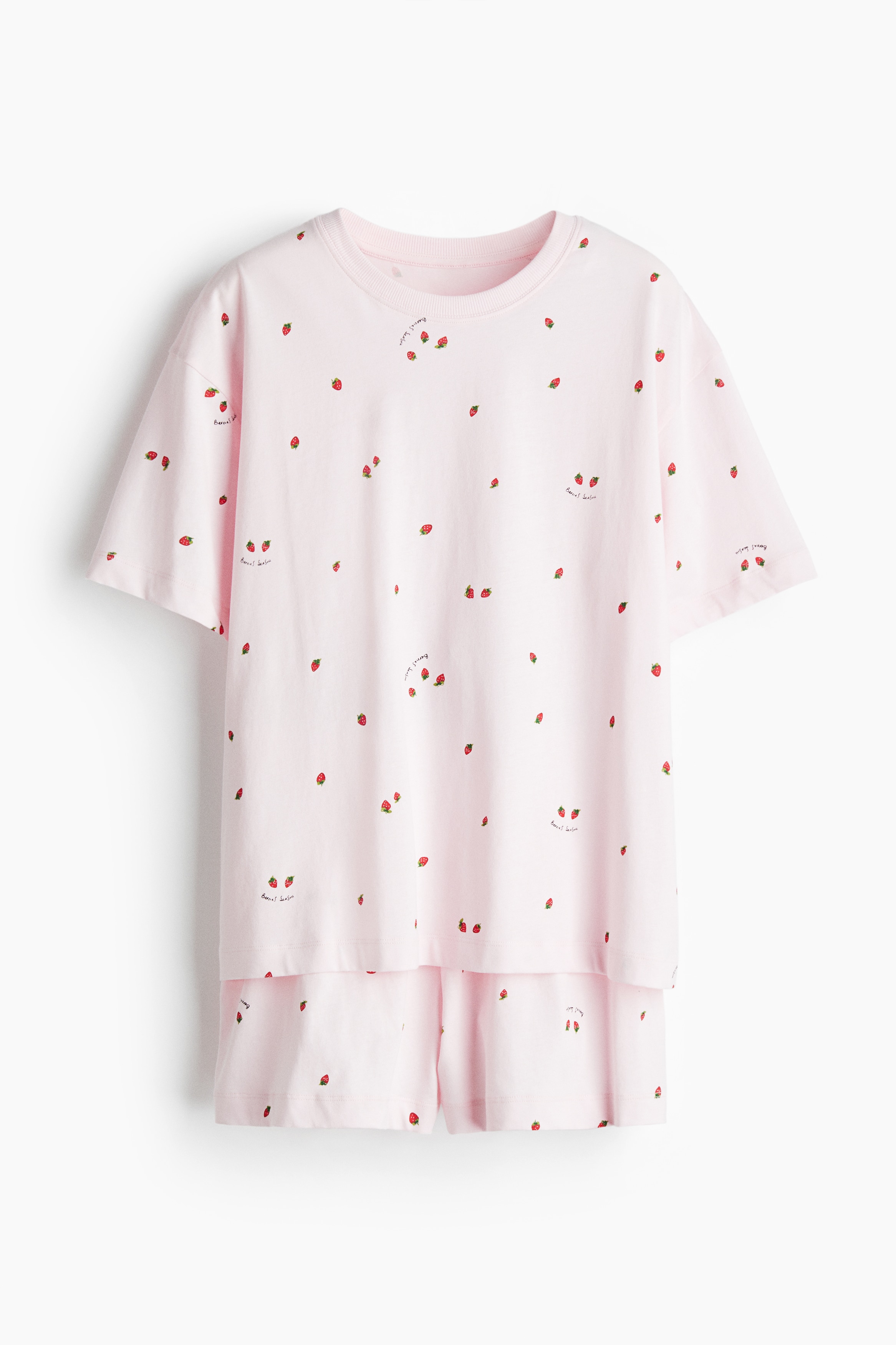 Print Pyjama Set - Powder pink/Strawberries/Light beige/Light turquoise/Cream/Hearts