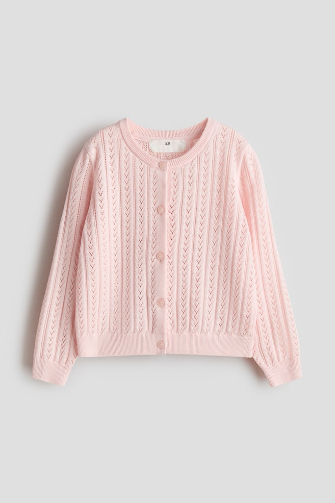Pointelle-knit cotton cardigan - Light pink/Cream/White/Light mole/Dusty purple/Light purple/Light beige - 1