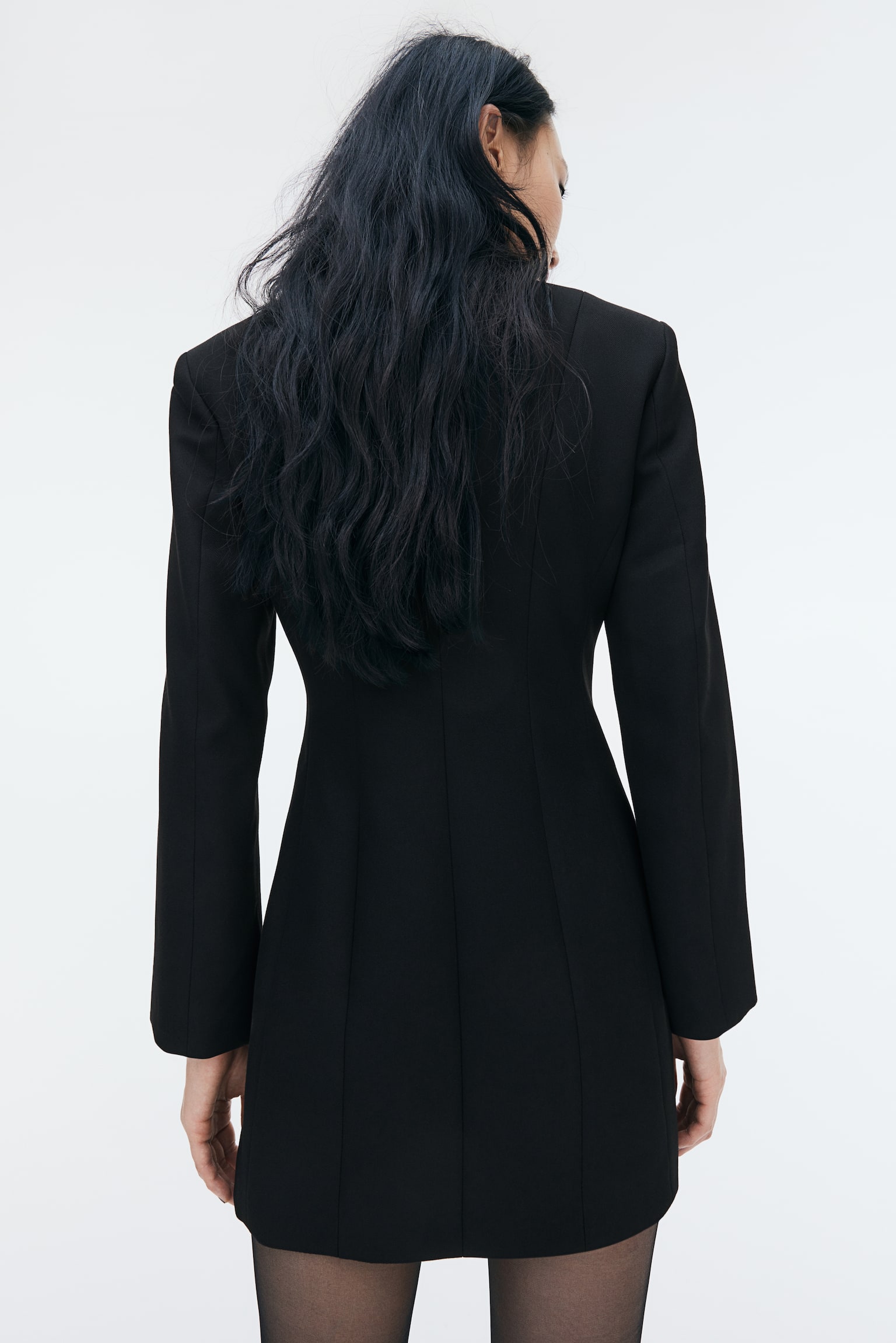 Twill blazer dress - Black - 7