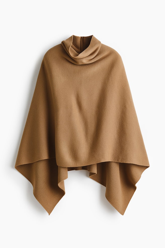 Mantella con collo arrotolato - Beige scuro - 1