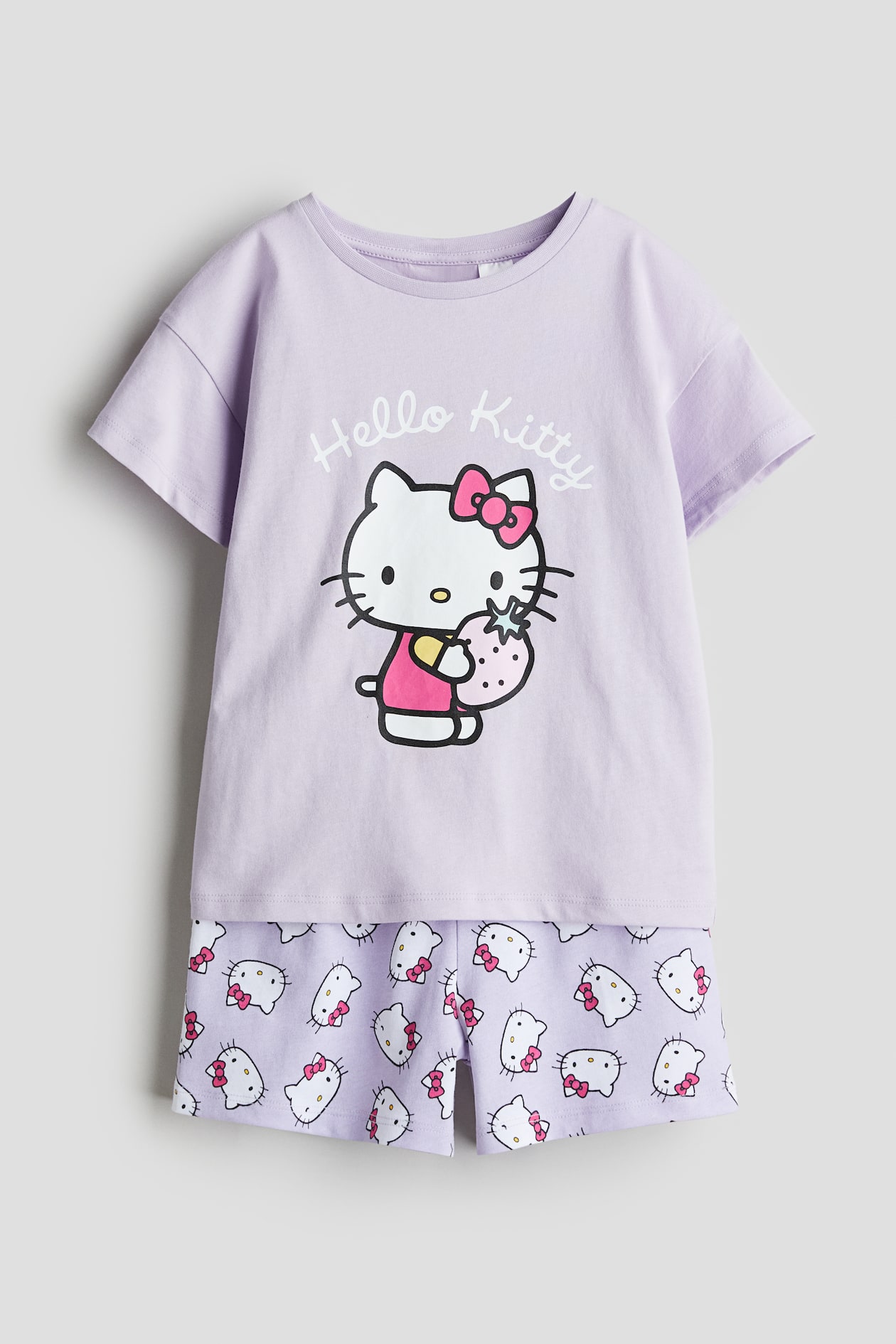 Printed jersey pyjamas - Round neck - Short sleeve - Light purple/Hello ...