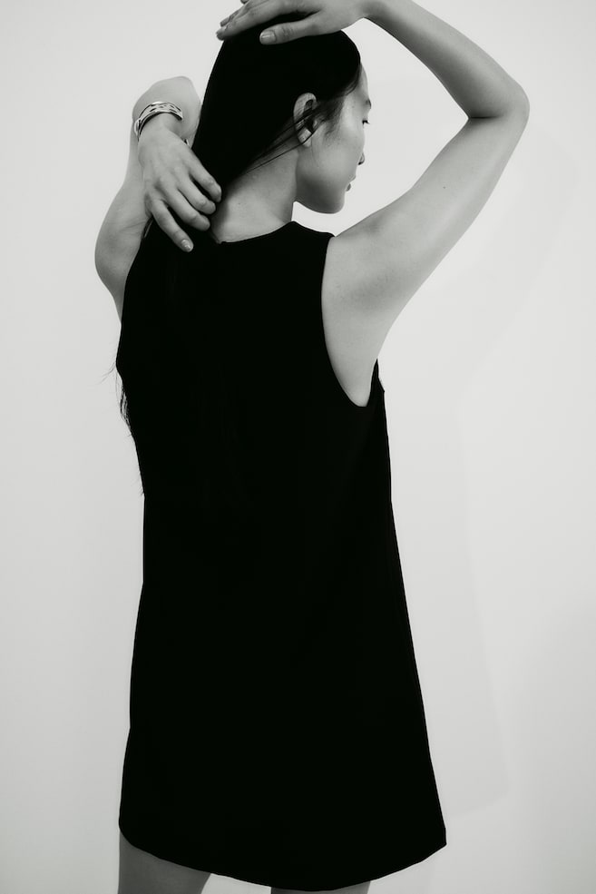 A-line mini dress - Black/Beige/Leopard print - 3