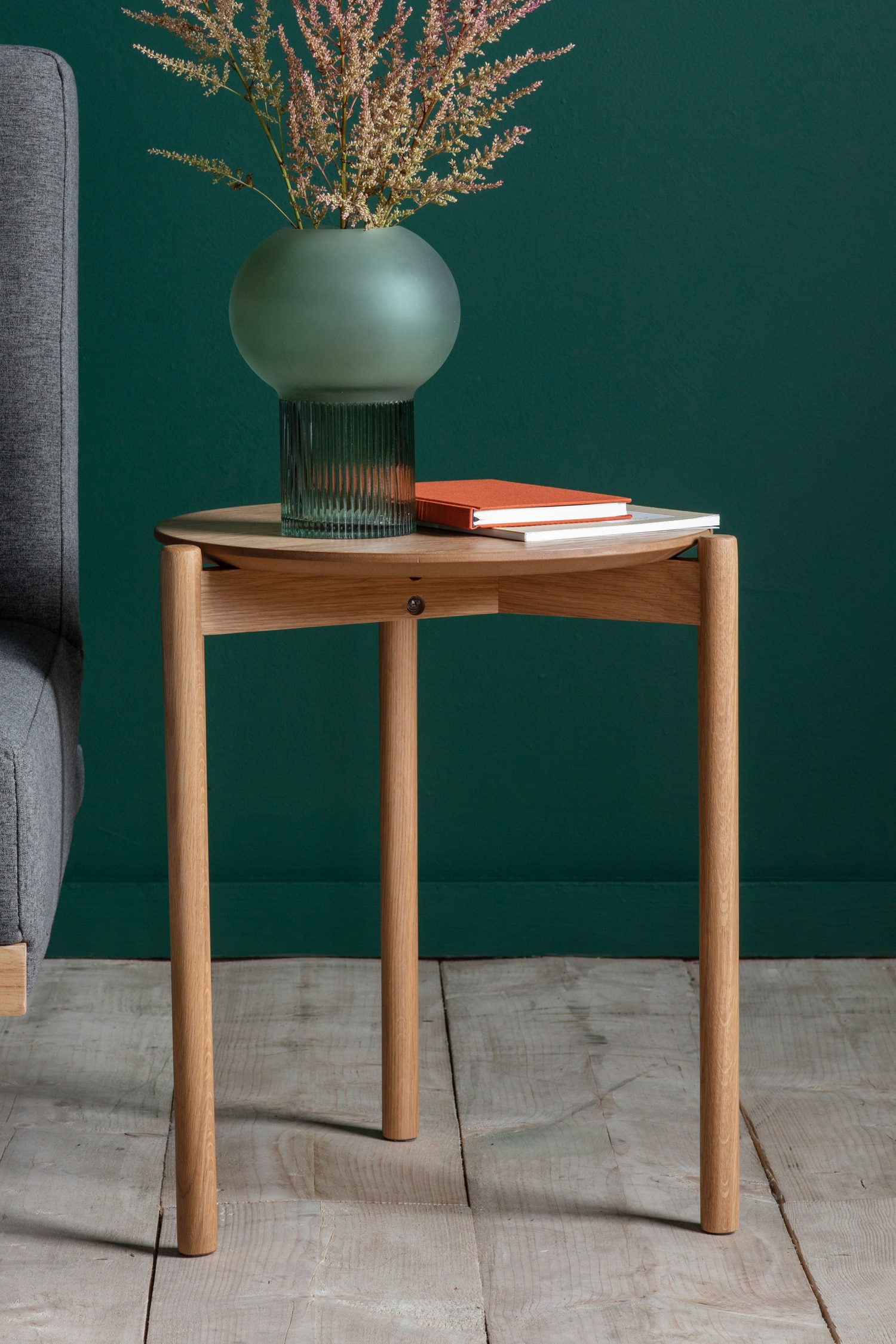 Wood Veneer Side Table - Natural/Black