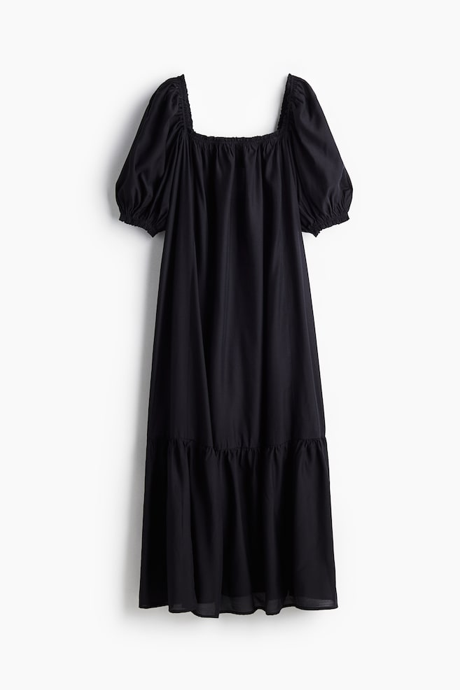 Square-neck maxi dress - Black/Black/Floral - 1