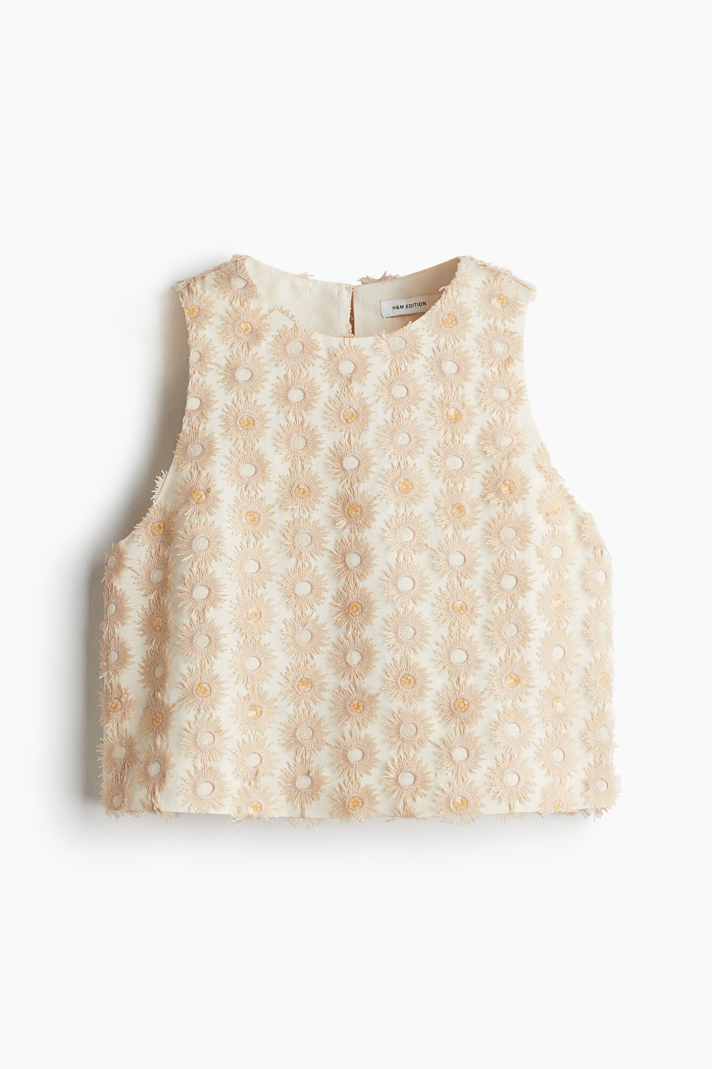 Τοπ με απλικέ - Ανοιχτό μπεζ