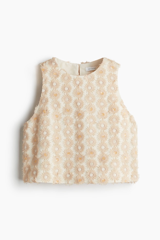 Appliquéd top - Light beige - 1