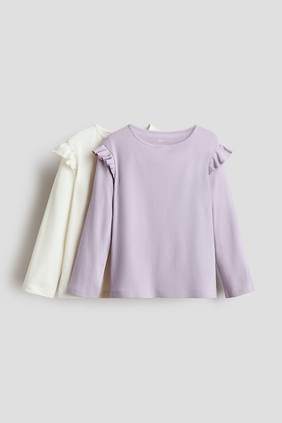 Детские топы H&M 2-Pack Ruffle-Trimmed Jersey Tops