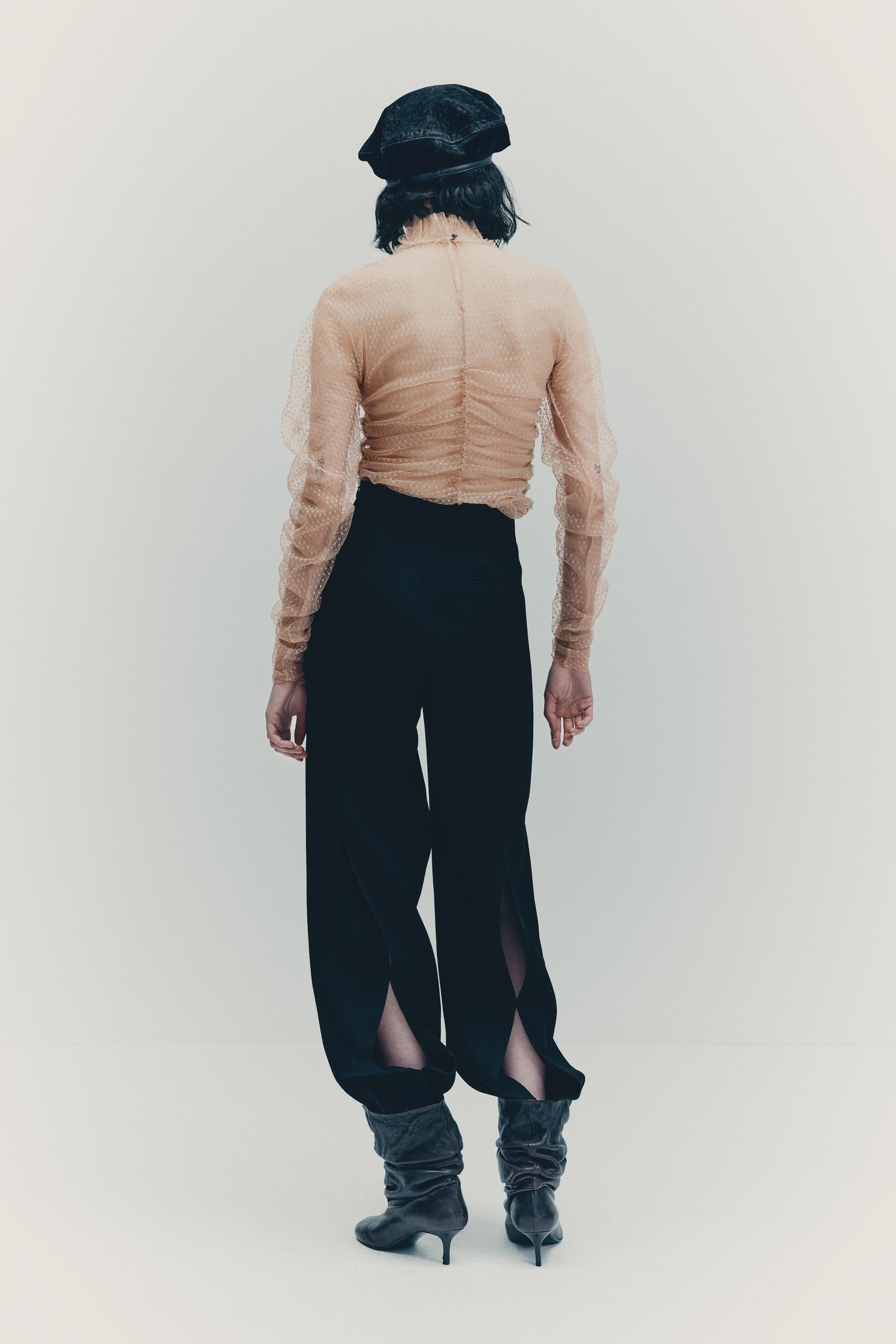Embroidered mesh top