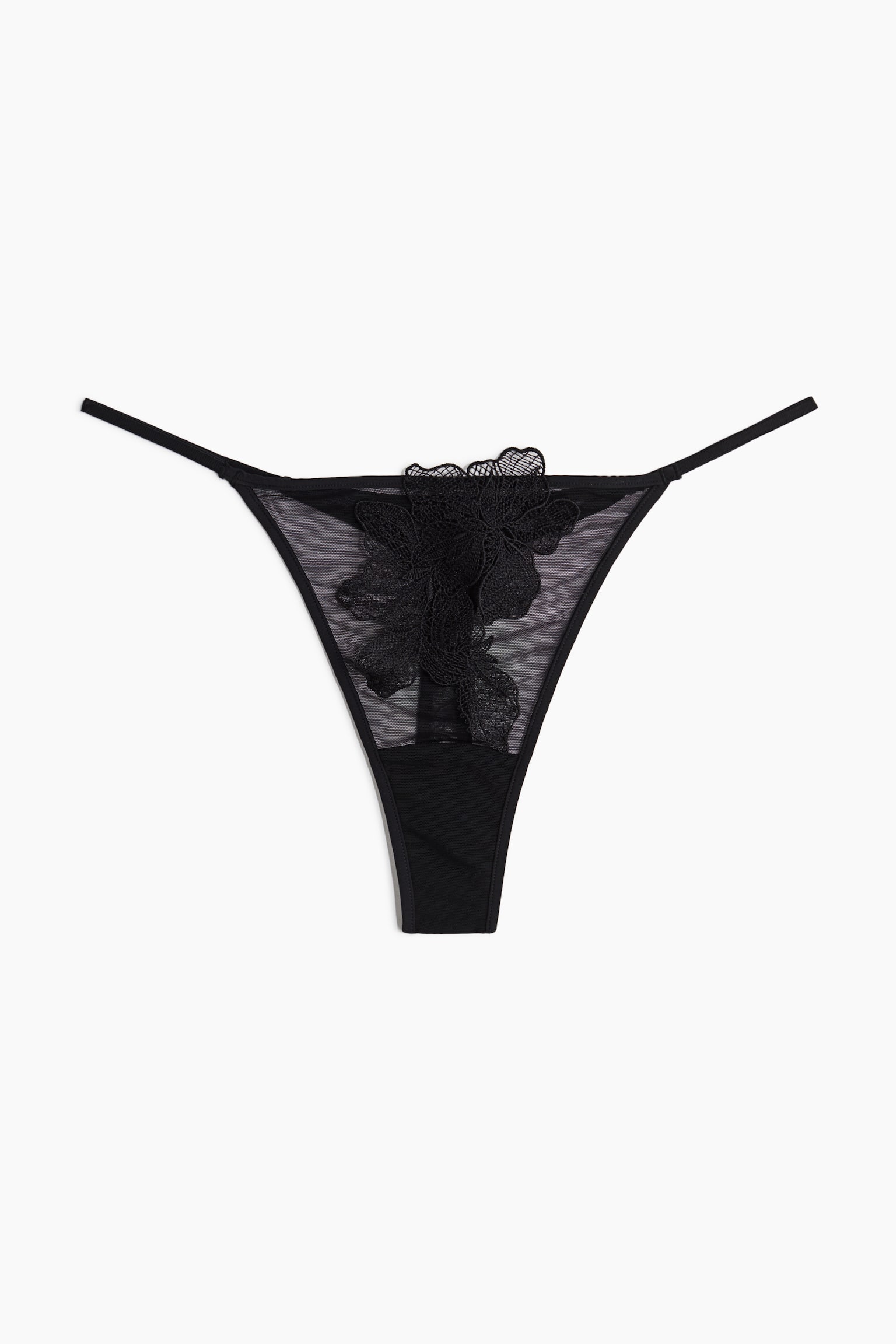 Embroidered tanga thong briefs - Black - 2