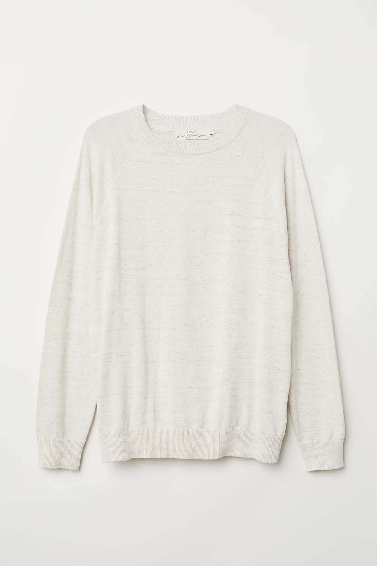 Cotton Raglan-sleeved Sweater - Long sleeve - White melange - Men | H&M US