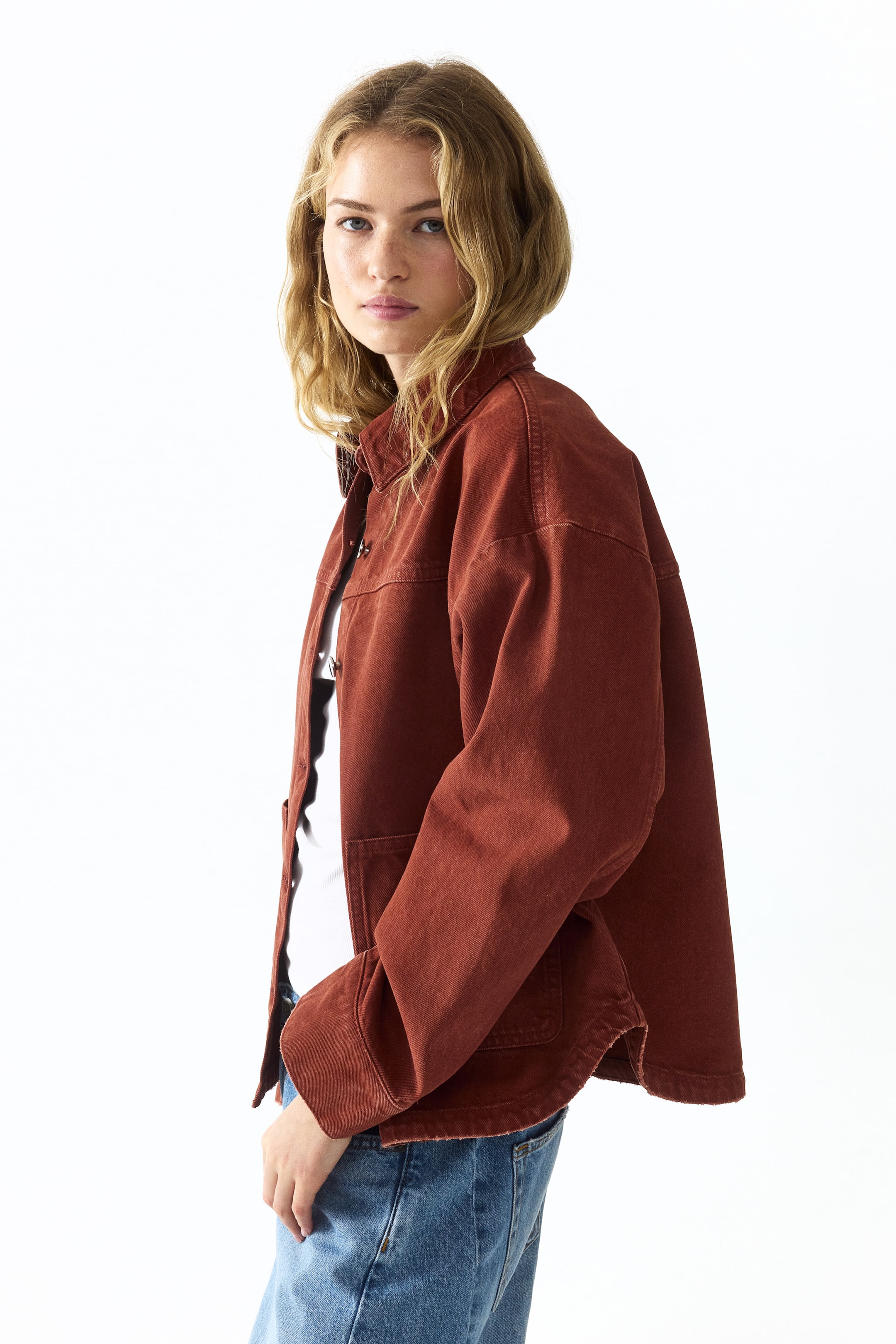 이미지 확대 보기: 트윌 셔츠 재킷 - 러스트 브라운 - 여성 | H&M KR 1