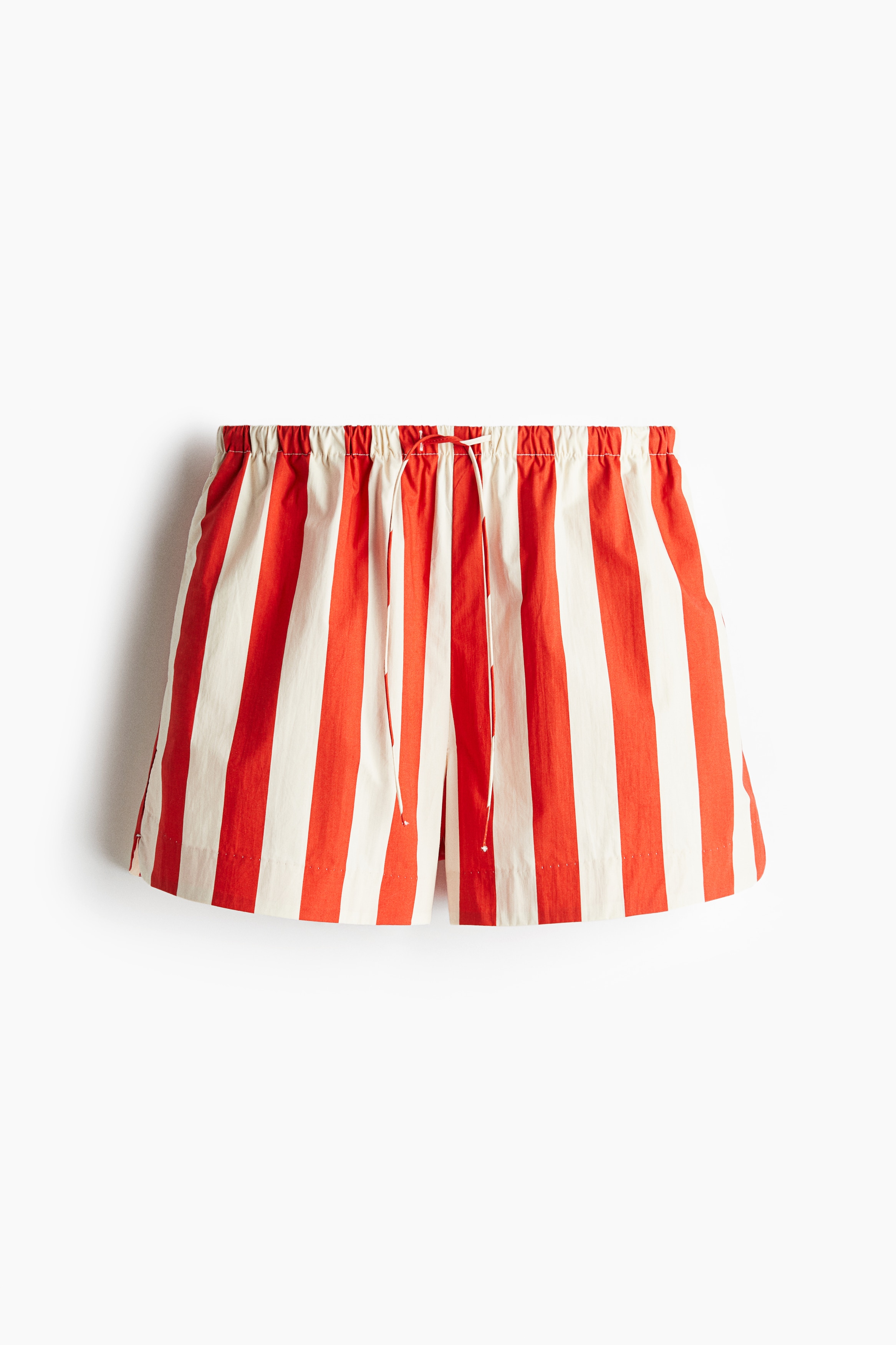 Calções em algodão com cordão de ajuste - Vermelho/Riscas/Castanho escuro/Branco/Azul claro/Riscas/Azul/Riscas