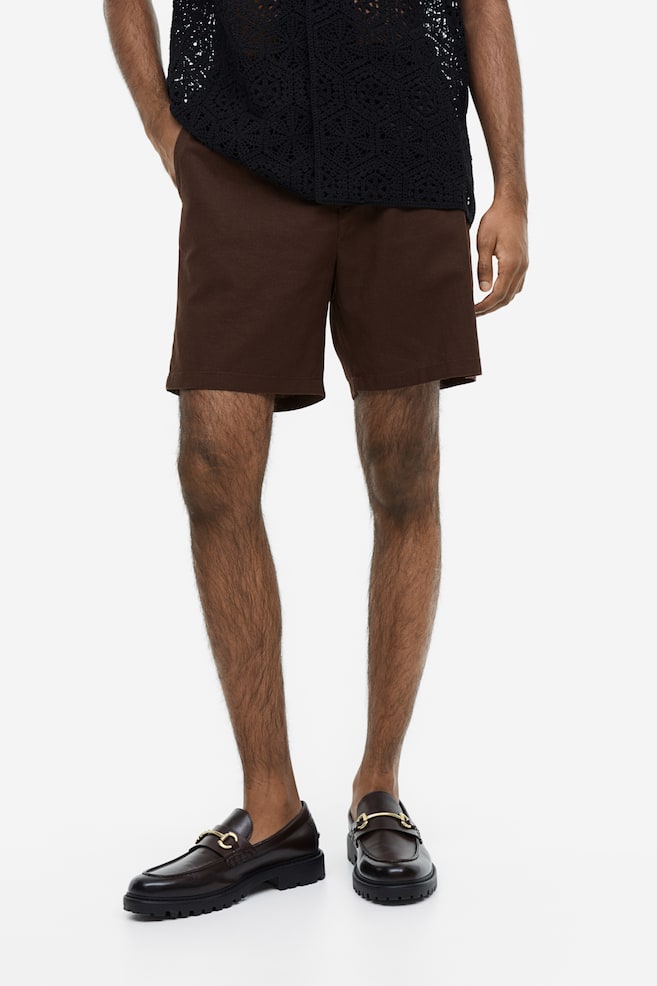 Regular Fit Linen-blend shorts - Dark brown/Light beige/White/Light grey/dc - 6