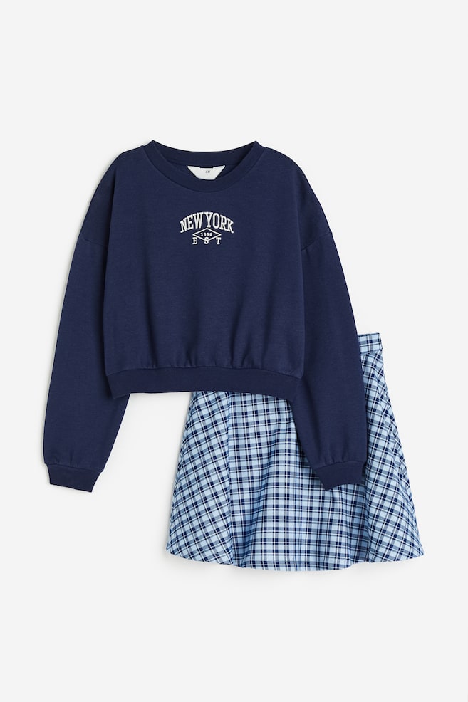 2-delt sæt med sweatshirt og nederdel - Mørkeblå/New York - 1