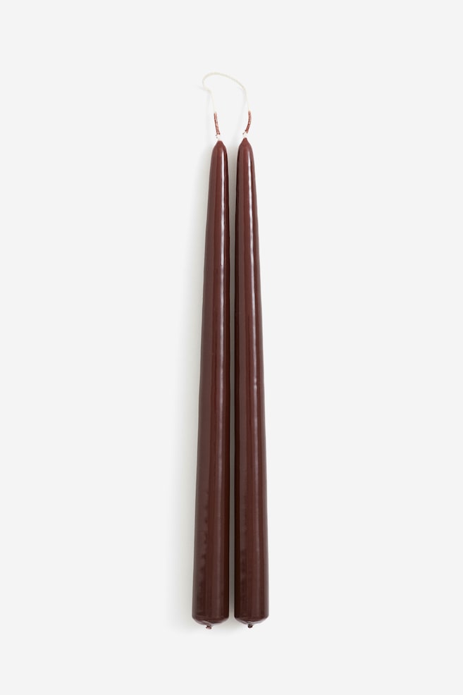 2-pack tapered candles - Dark brown - 1