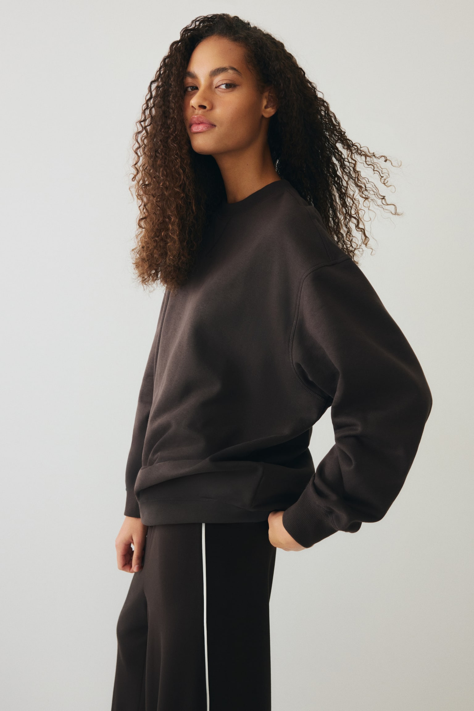 Oversized sweatshirt - Dark brown/Light grey marl/Grey marl/Pale pink/Dusty green/Black/Light blue/Light beige - 1
