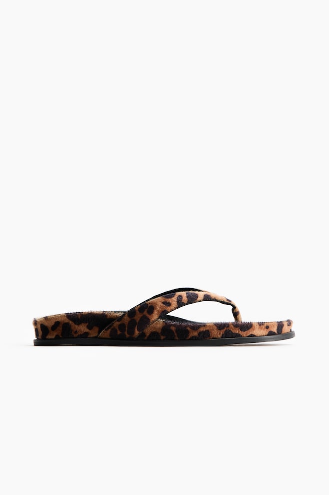 Footbed flip-flops - Beige/Leopard print/Mustard yellow/Black - 1