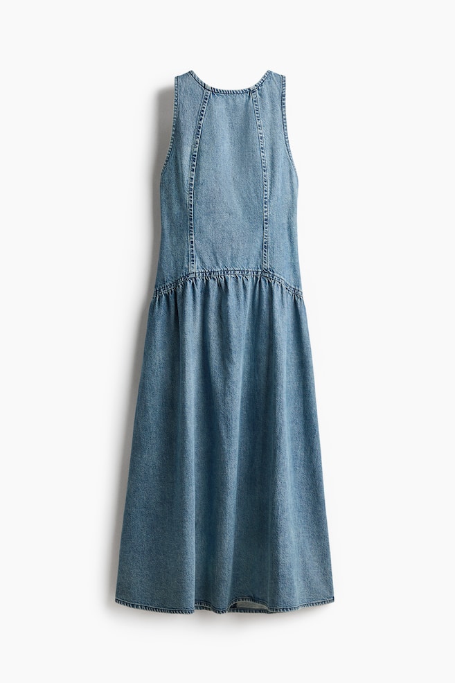 Flared-skirt denim dress - Denim blue/Dark denim blue - 1