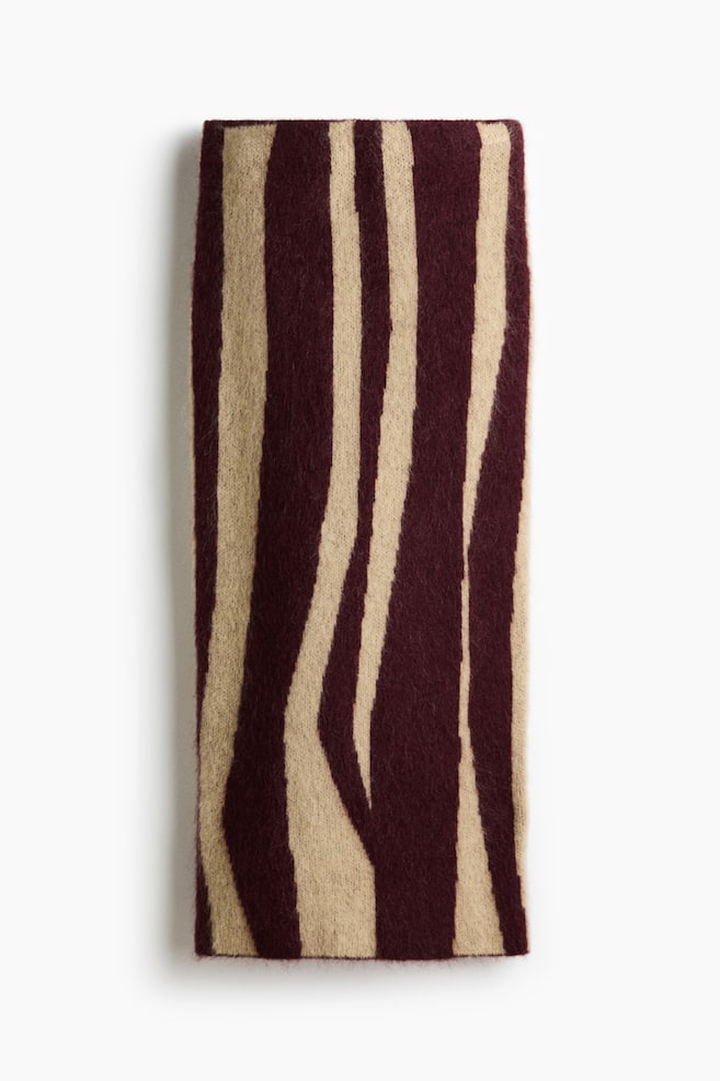 Falda en tejido jacquard de mezcla de mohair - Borgoña/Diseño de cebra - 1