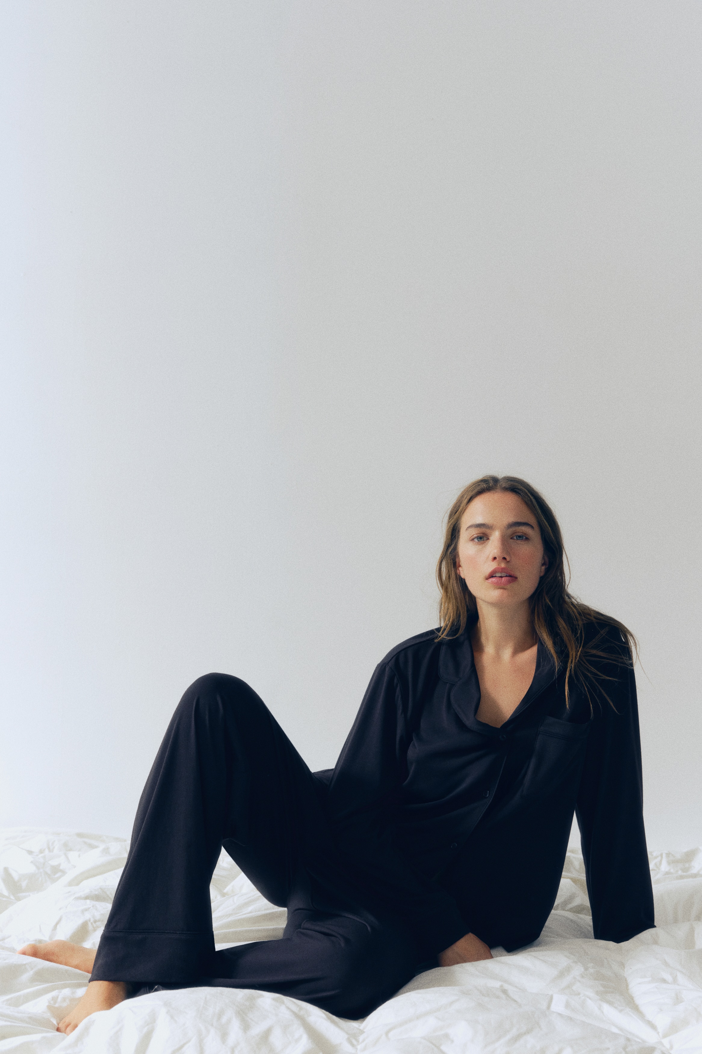 Viscose-blend pyjamas - Black/Cream/Light pink