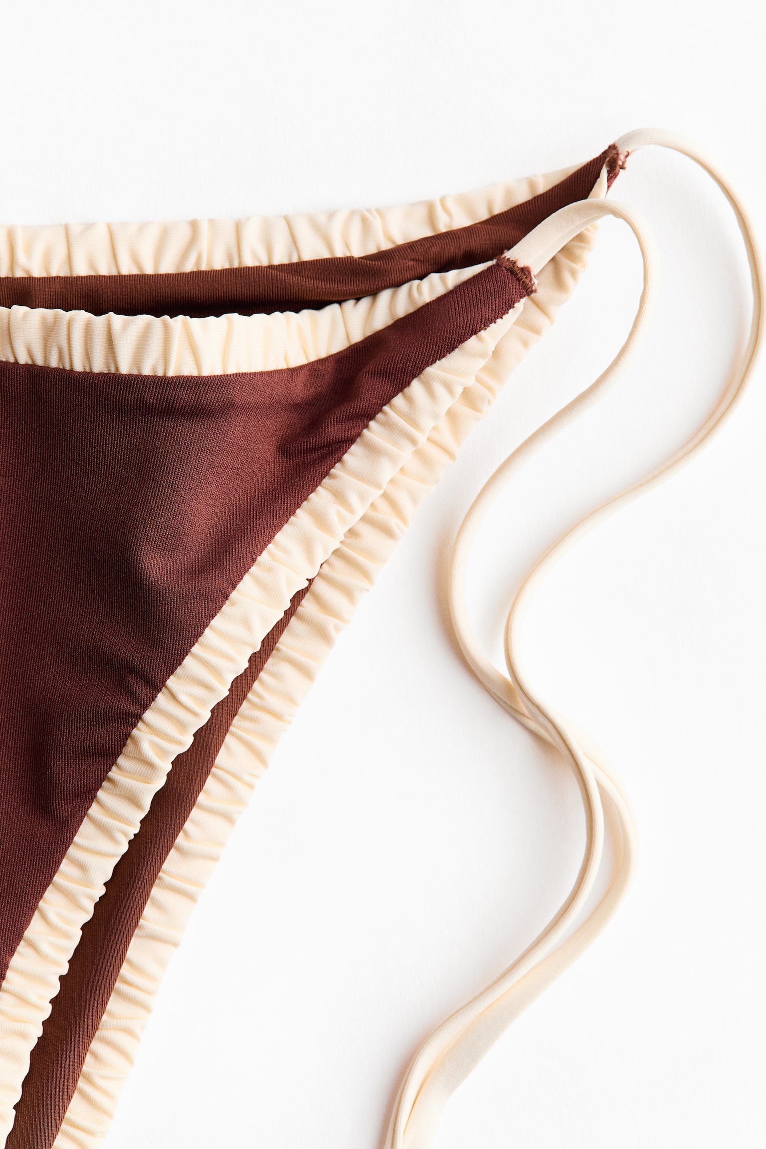 Braga de bikini cheeky con tiras de anudar - Marrón oscuro/Crema/Blanco/Lunares/Rosa/Blanco/Floral - 7