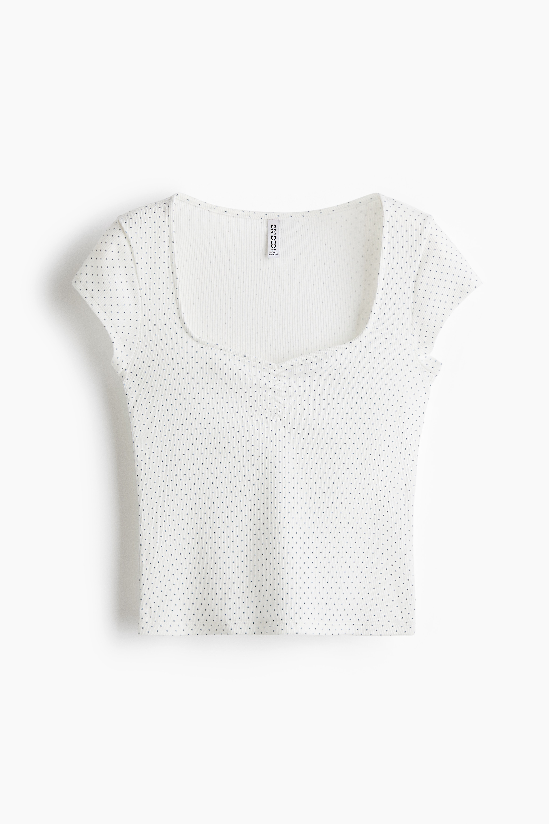 Ribbad T-shirt - Vit/Prickig/Vit/Randig/Persikorosa/Randig