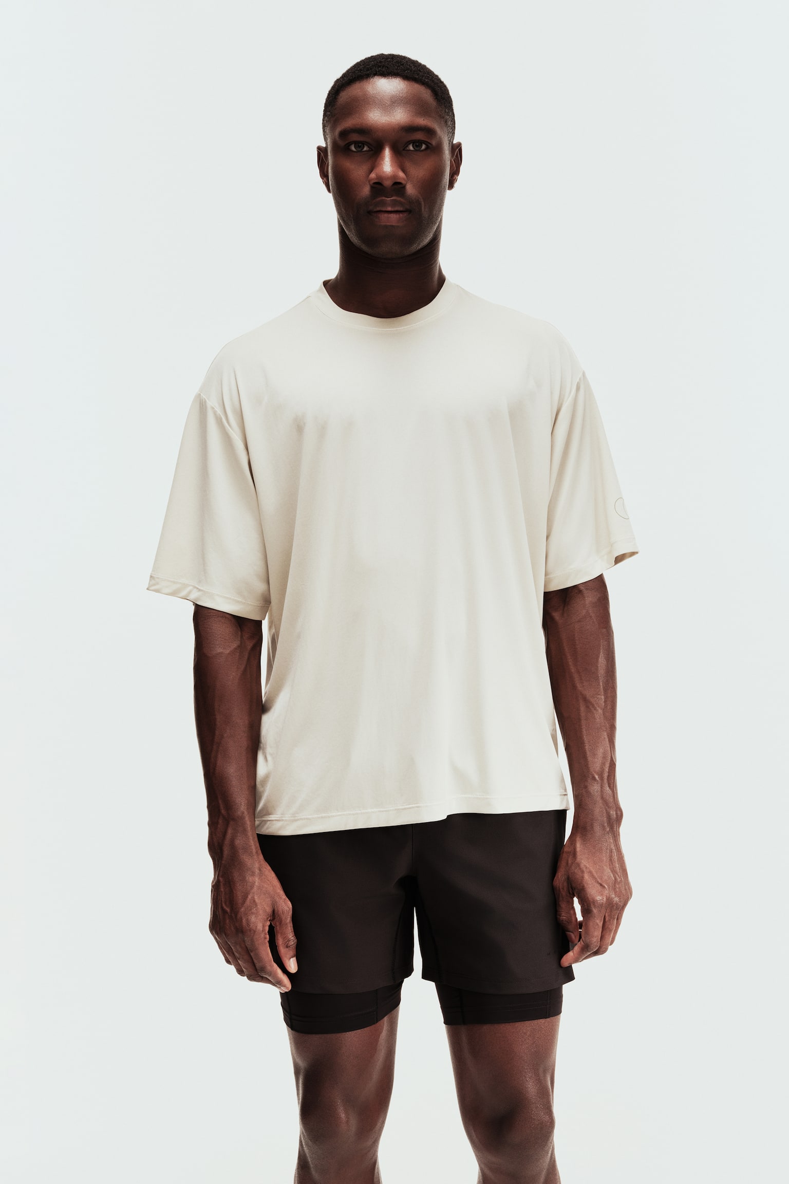 Мужская футболка H&M Move Loose-Fit Boxy Sports with DryMove™, цвет: Натуральный белый — фото 3