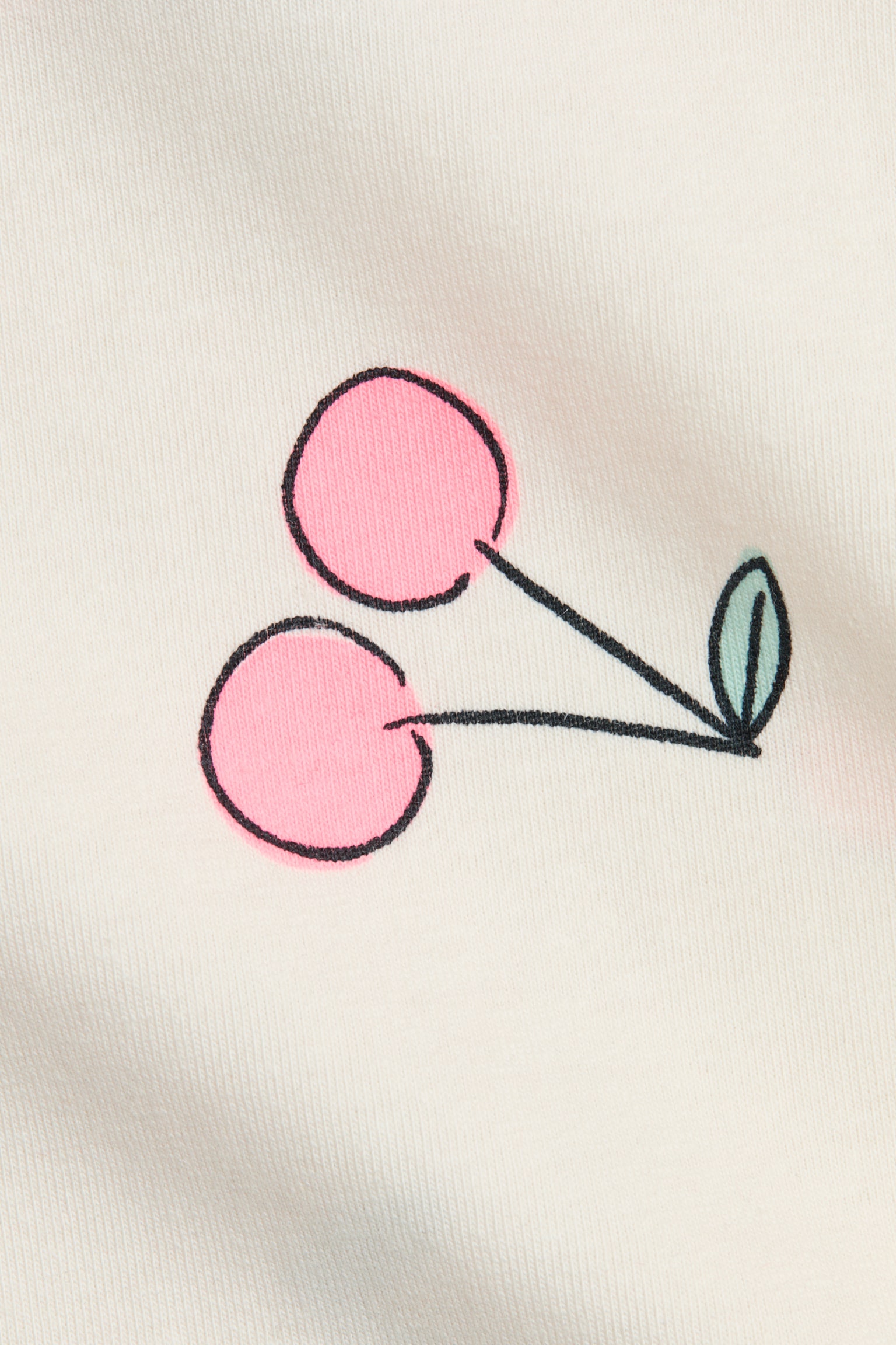 Áo cotton có chi tiết vắt sổ - Màu kem/Quả anh đào/Màu tím khói nhạt/Quả anh đào - 2