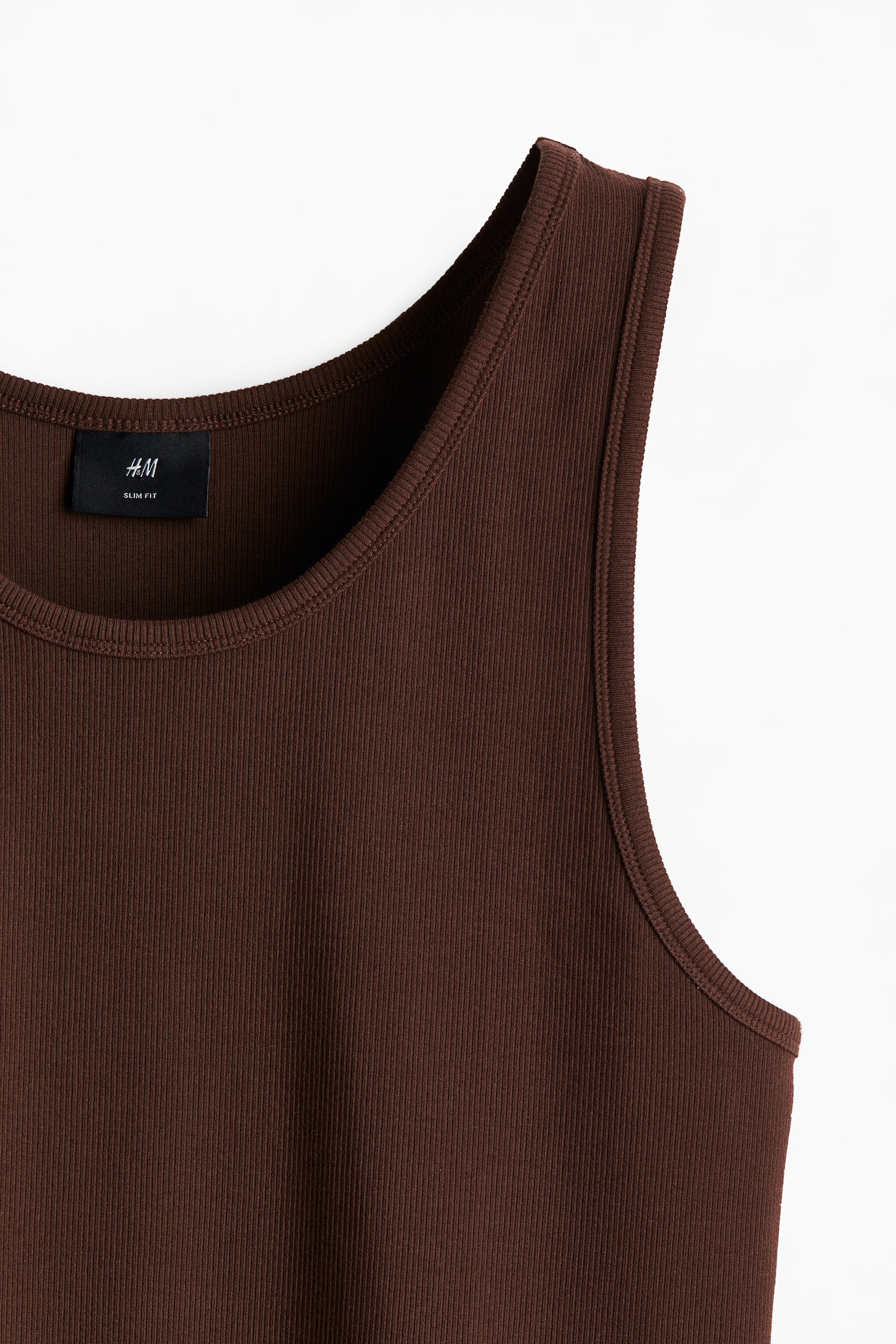 Slim Fit Ribbed vest top - Dark brown/White/Black/Grey marl/Grey marl - 5