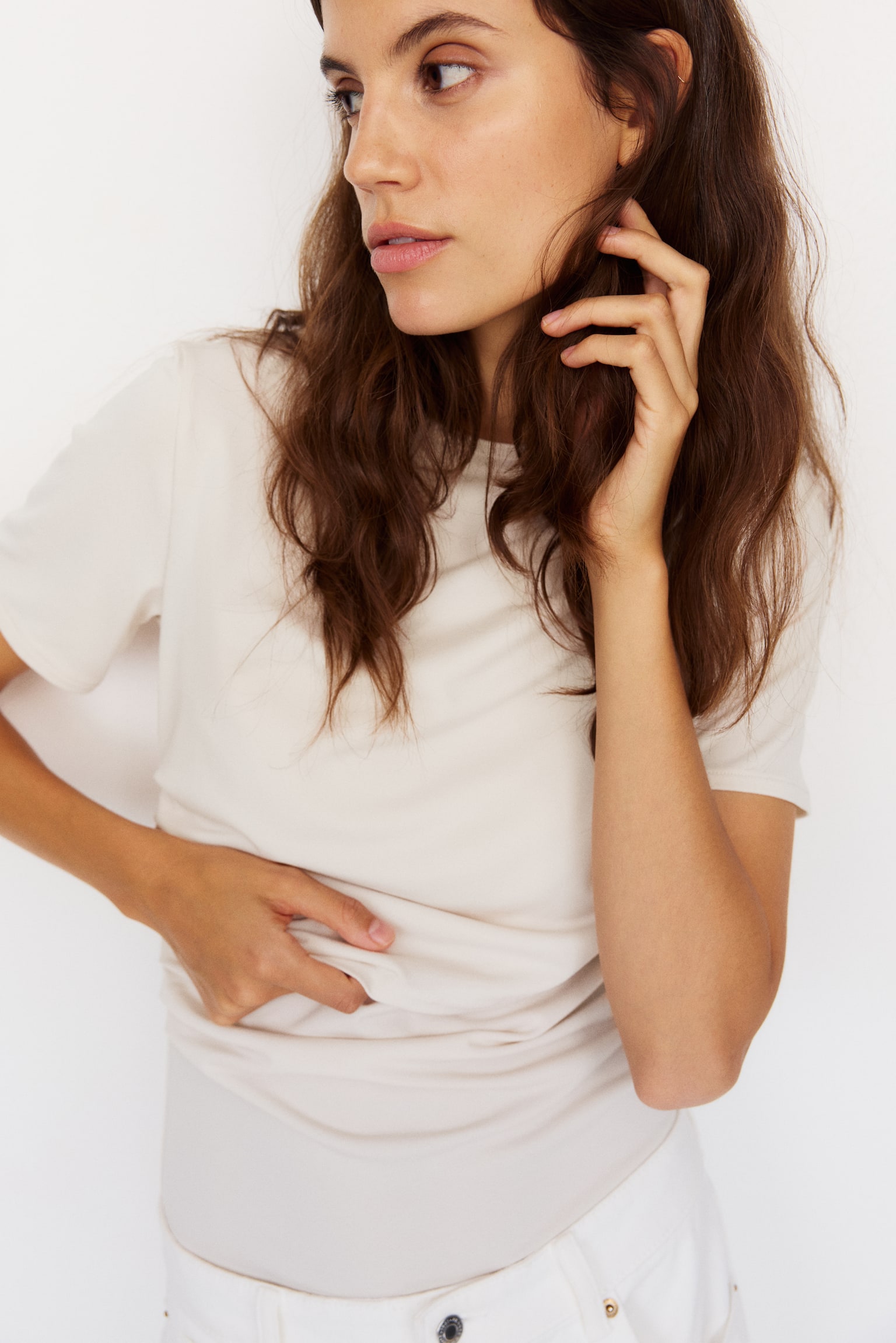 MAMA חולצת הנקה נשפכת - בז' חיוור/שחור - 6