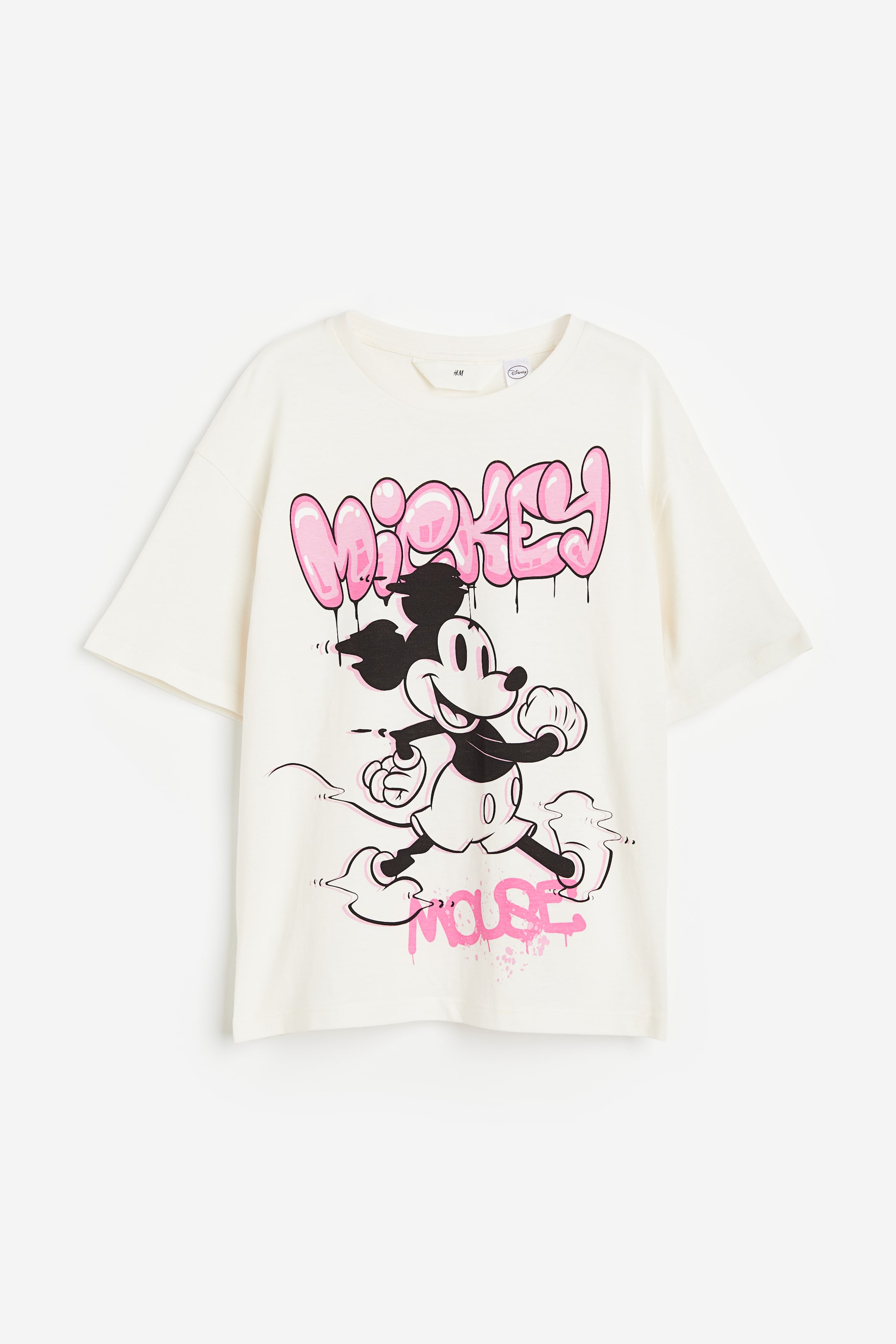 Printed Cotton T-shirt - Cream/Mickey Mouse - Kids | H&M US