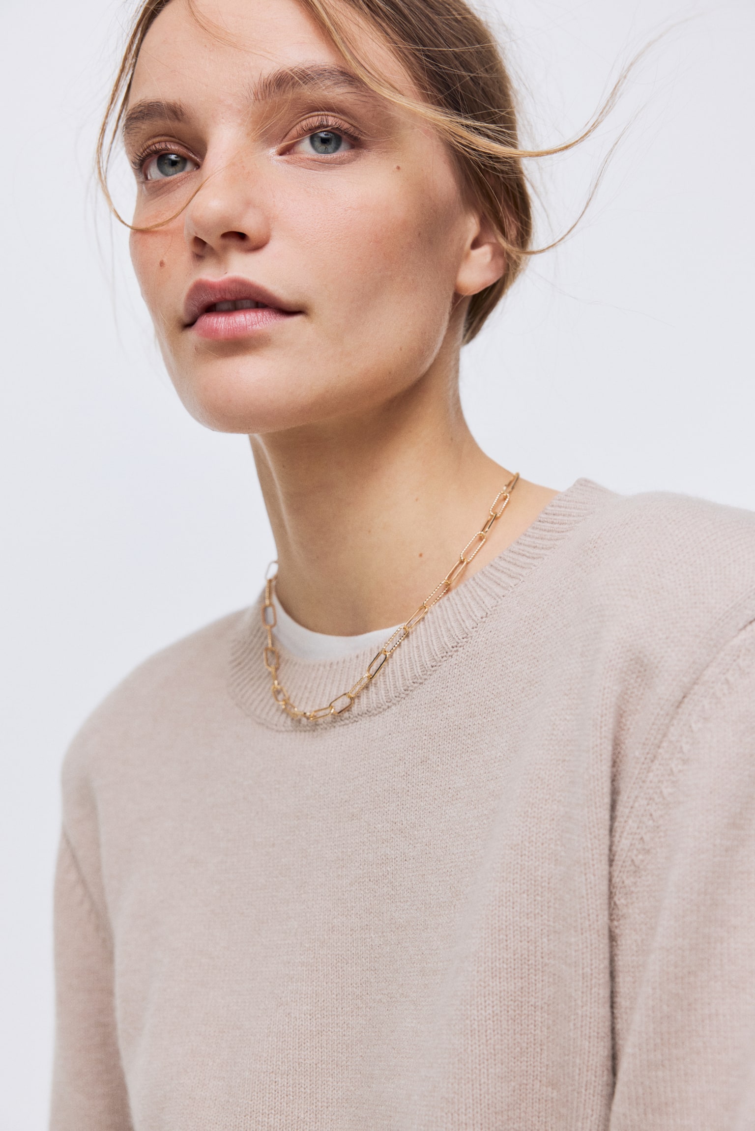 Shoulder-pad jumper - Light mole/Dark brown/Beige - 5