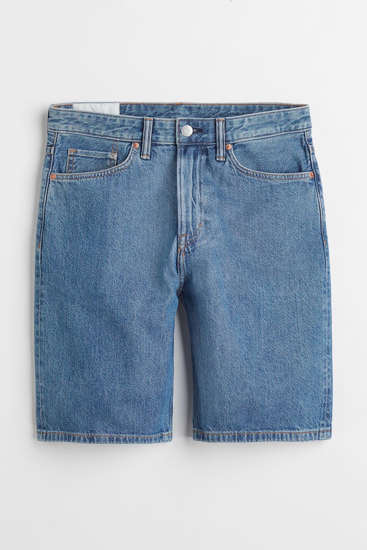 Relaxed Fit Denim Shorts - Regular waist - Knee-length - Denim blue ...