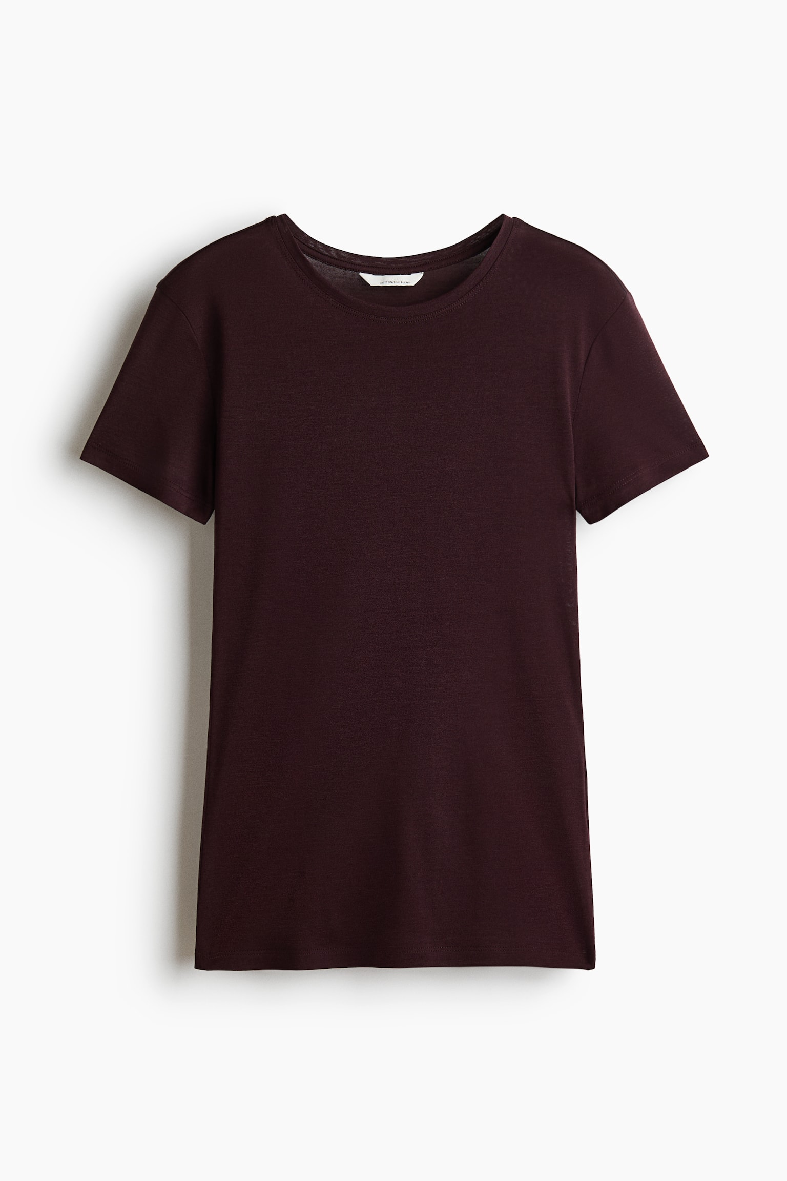 Silk-Blend T-Shirt - Dark brown/White - 1
