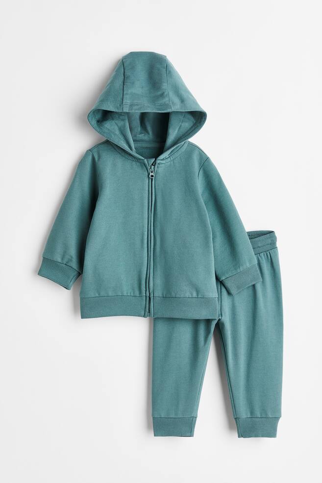 2-piece sweatshirt set - Turquoise/Dark grey/Dusky green/Powder beige