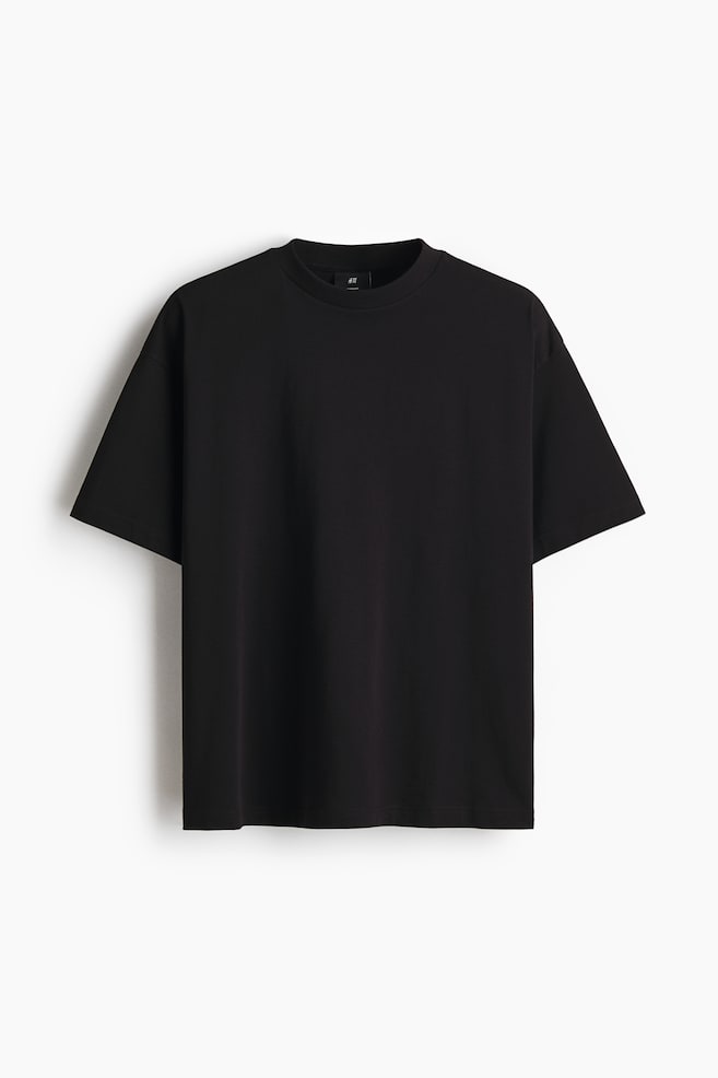 Oversized Cotton T-Shirt - Black/White/Dark khaki green/Blue/Light gray melange/Light gray/Cream/striped/Light purple/Brown/Beige - 1