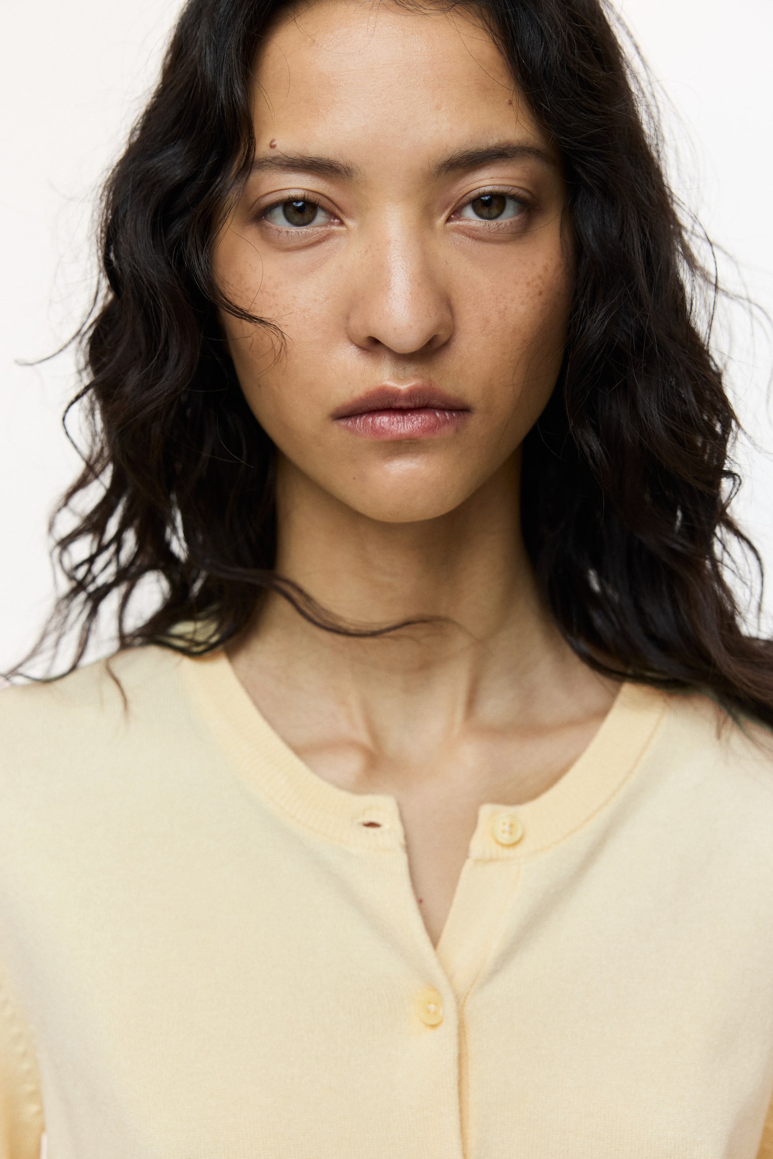 Fine-knit cardigan - Light yellow/Black/Green/Red/Olive green/Light greige/Bright orange/Light beige/White/Black striped/Cream/White/Striped/Grey marl/Black/White striped - 5