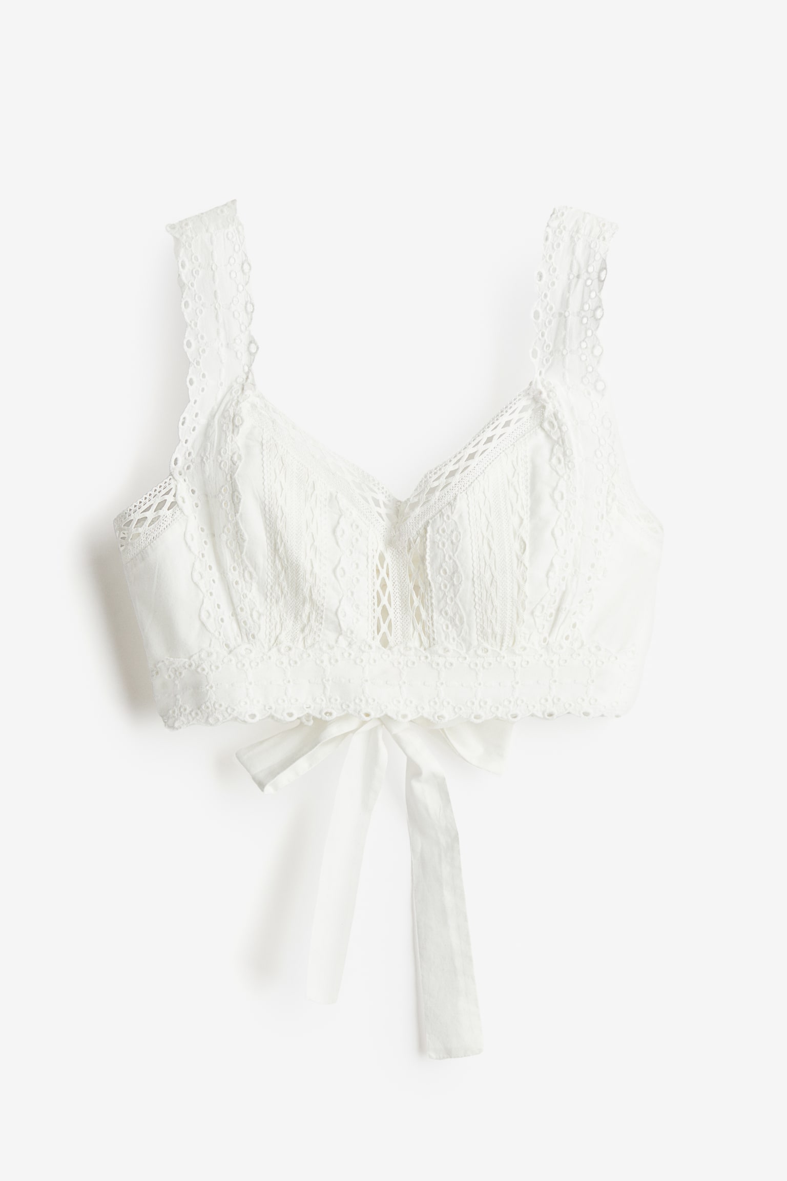 Lace Trim Bralette Top - White - 2