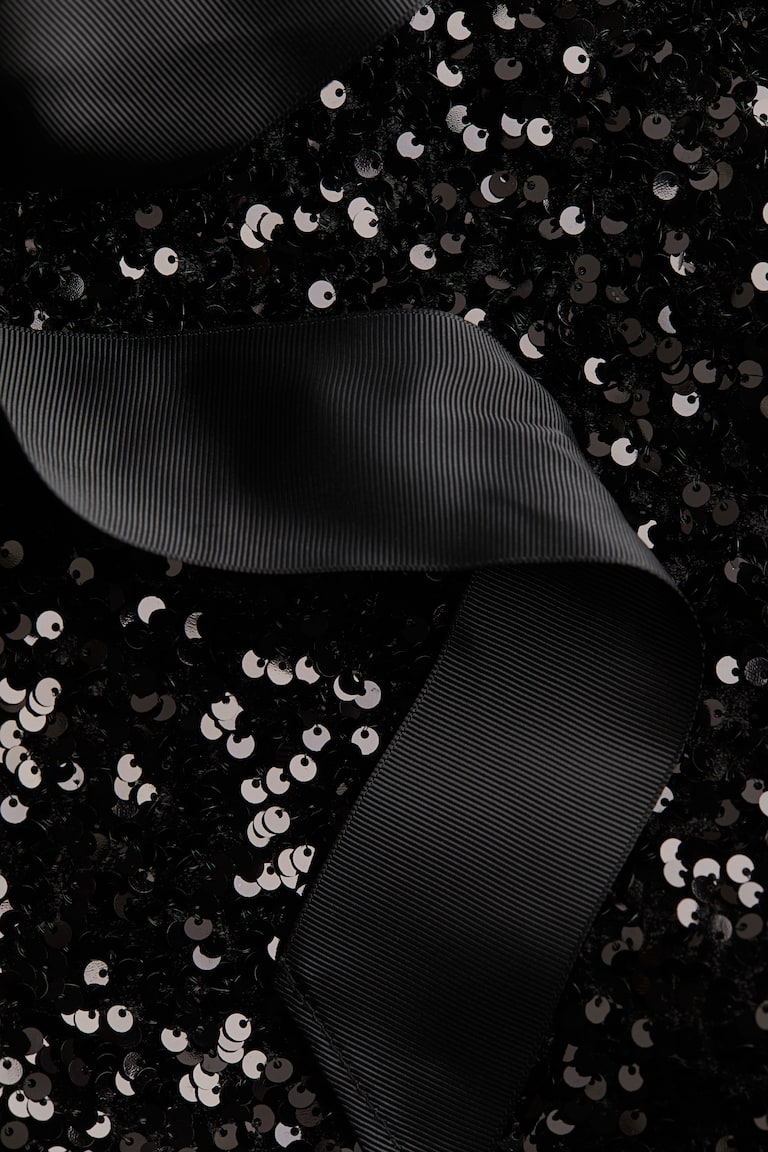 5-Pack Glitter Bow Iron-On Patches - Black Sequin Embroidered Appliques For Clothing & Accessories