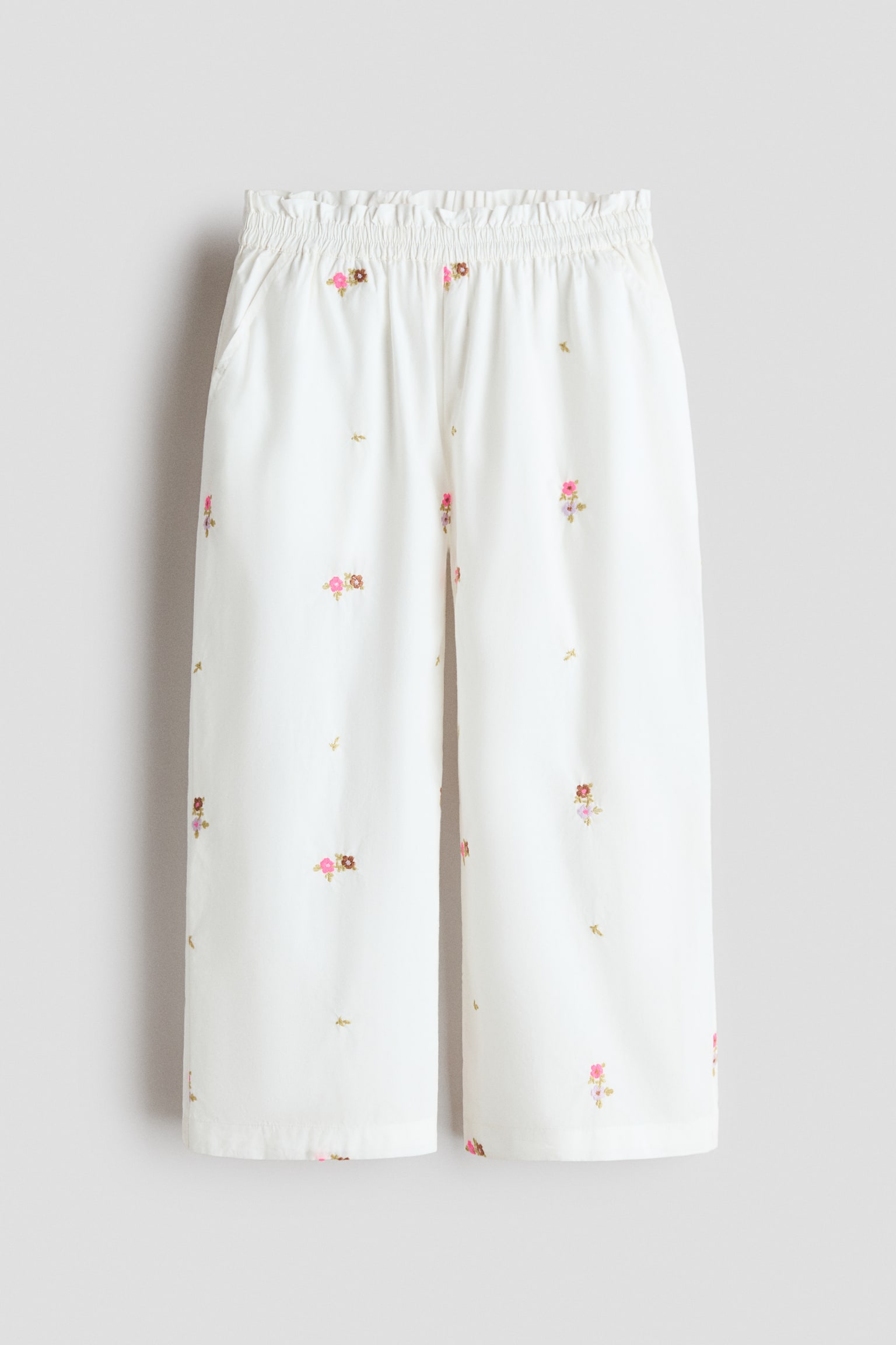 Embroidery-detail cotton trousers - 1