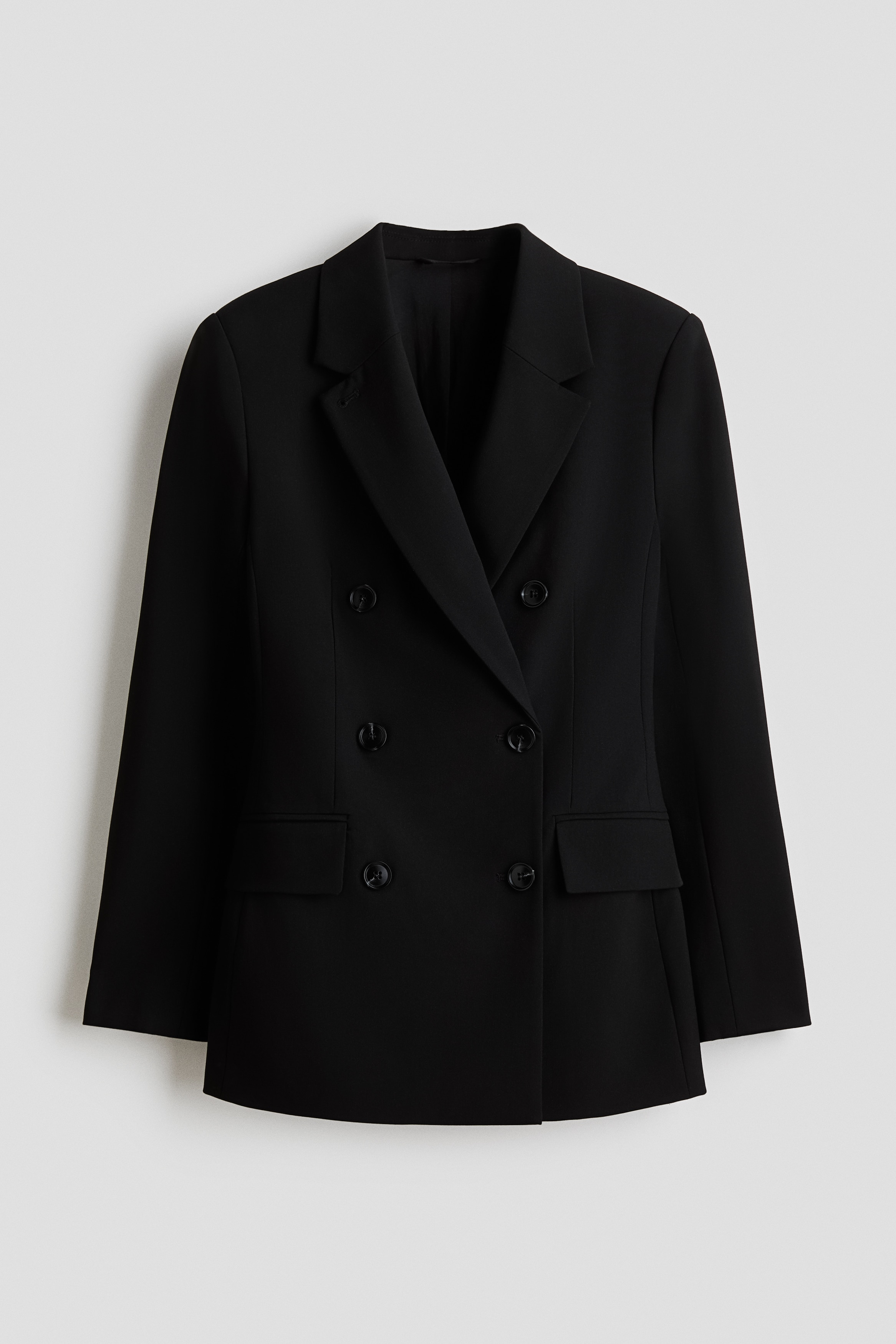 H & M - Wrinkle-resistant Zweireihiger Blazer - Schwarz - Damen